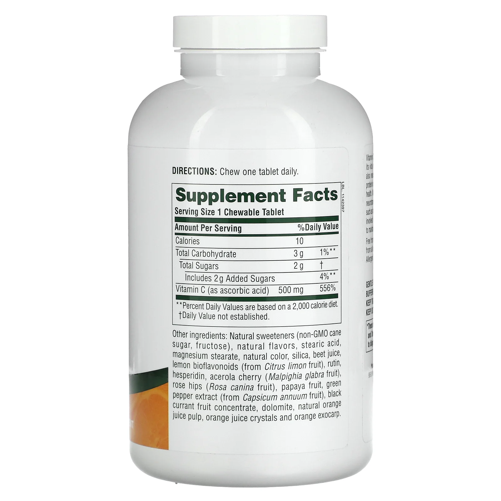 NaturesPlus, Апельсиновый сок, жевательный витамин C, 500 мг, 180 таблеток