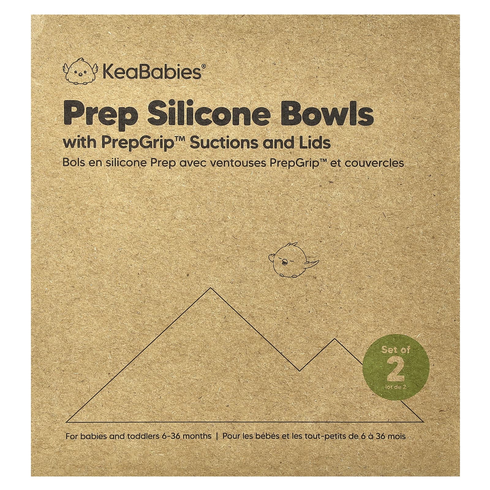 KeaBabies, силиконовые миски для кормления, с сосками и крышками PrepGrip™, для детей 6–36 месяцев, пустынный, 2 шт. в упаковке