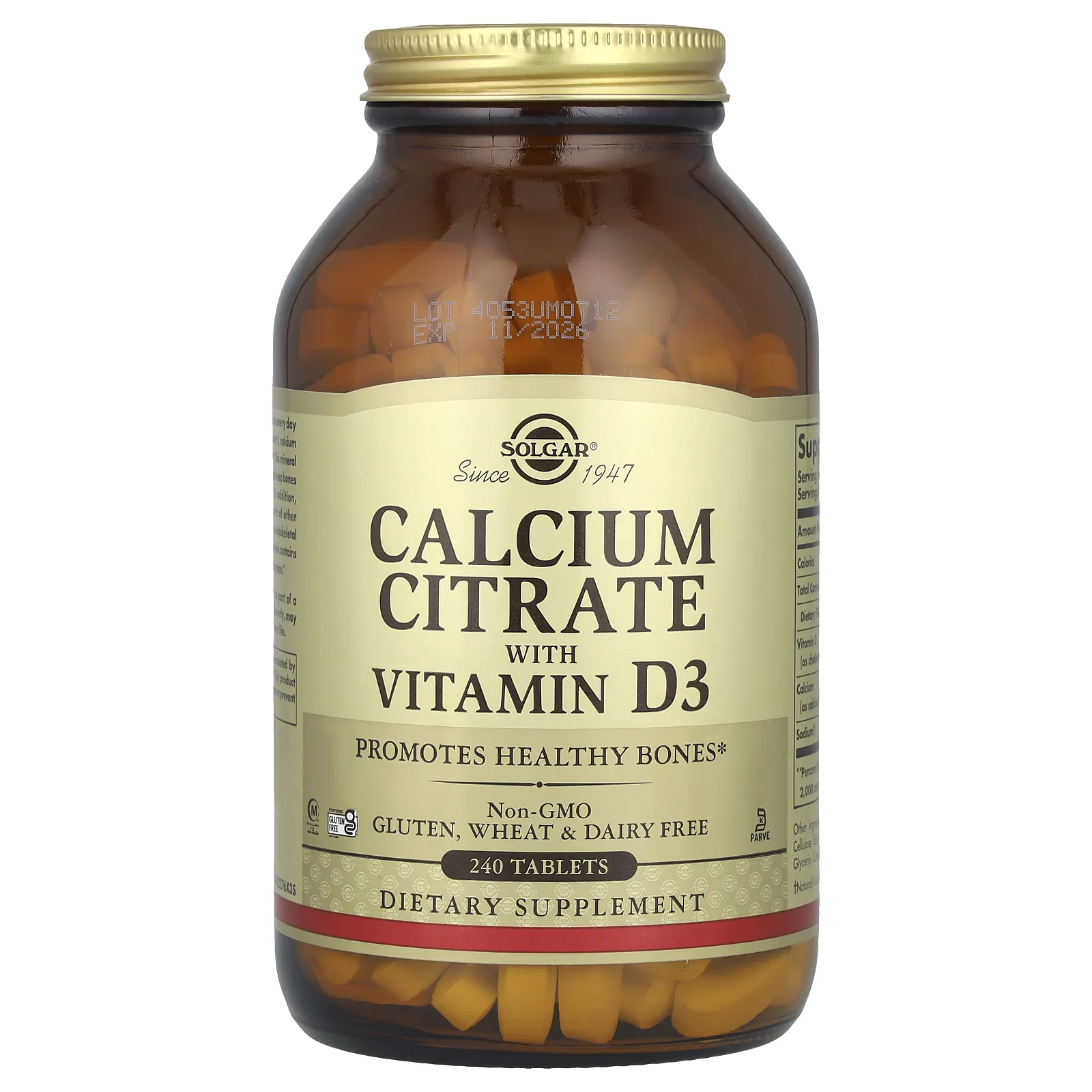 Solgar, цитрат кальция с витамином D3, 240 таблеток