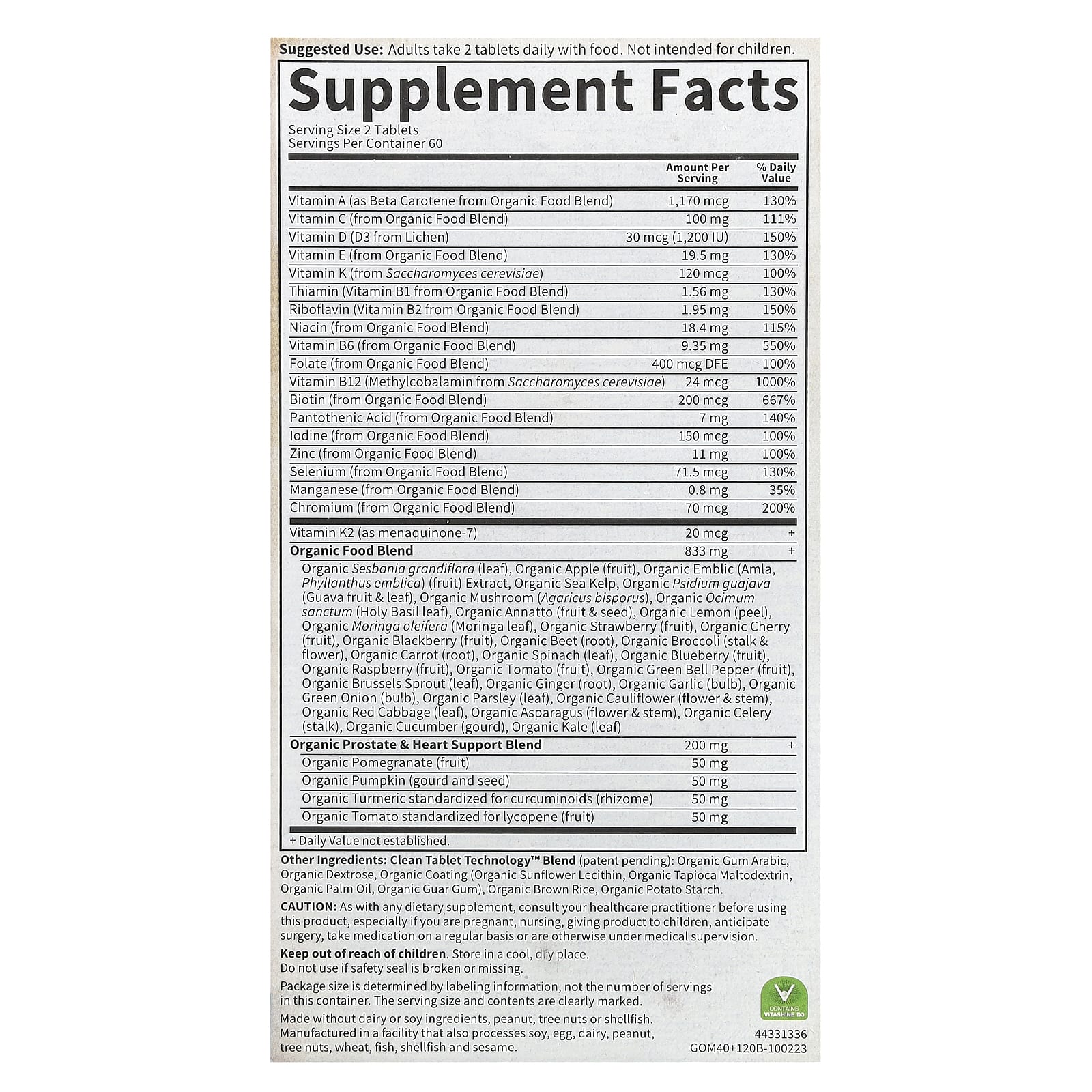 Garden of Life, MyKind Organics, мультивитамины для мужчин от 40 лет, 120 веганских таблеток