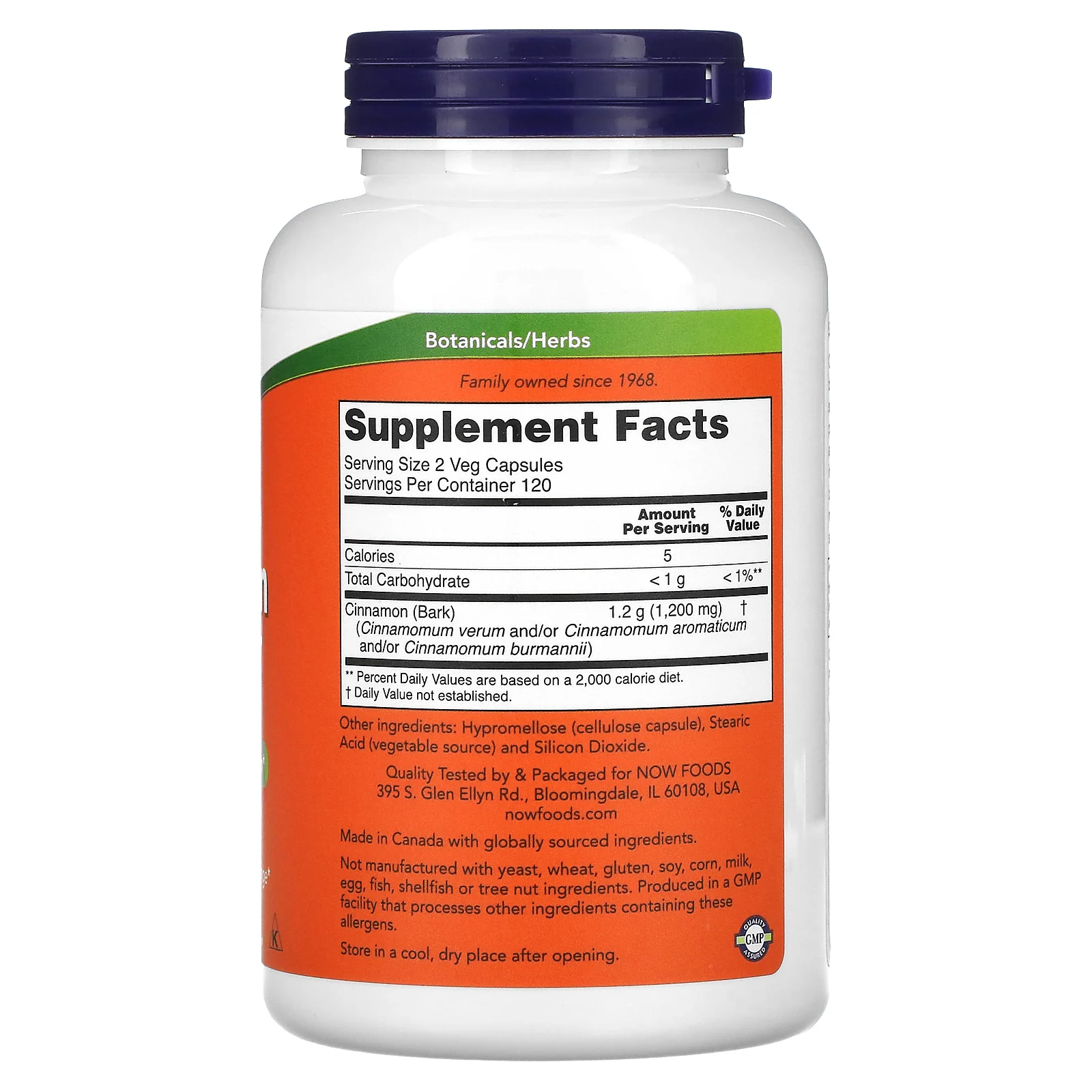 NOW Foods, Коричная кора, 600 мг, 240 растительных капсул
