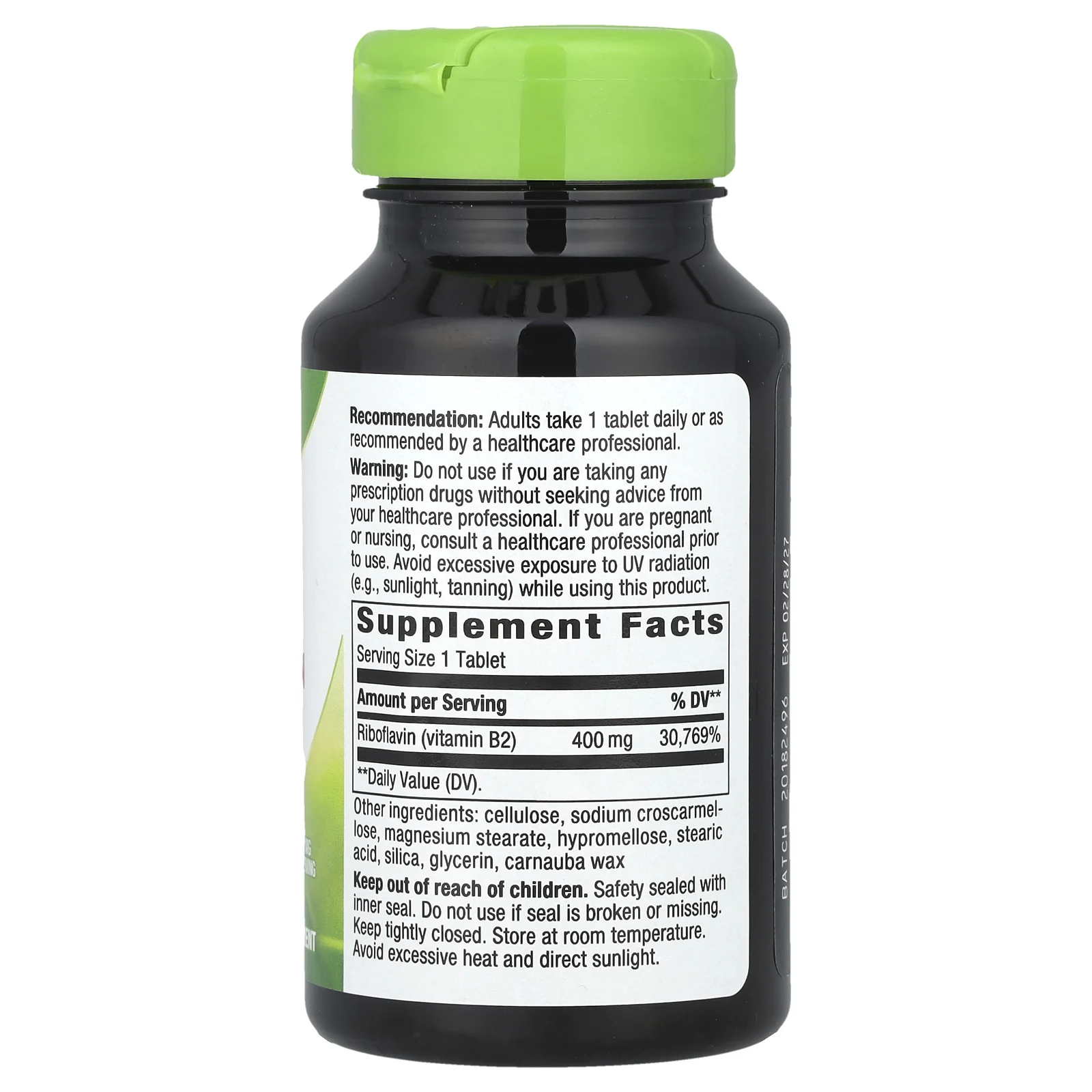 Nature's Way, рибофлавин, витамин В2, 400 мг, 30 таблеток