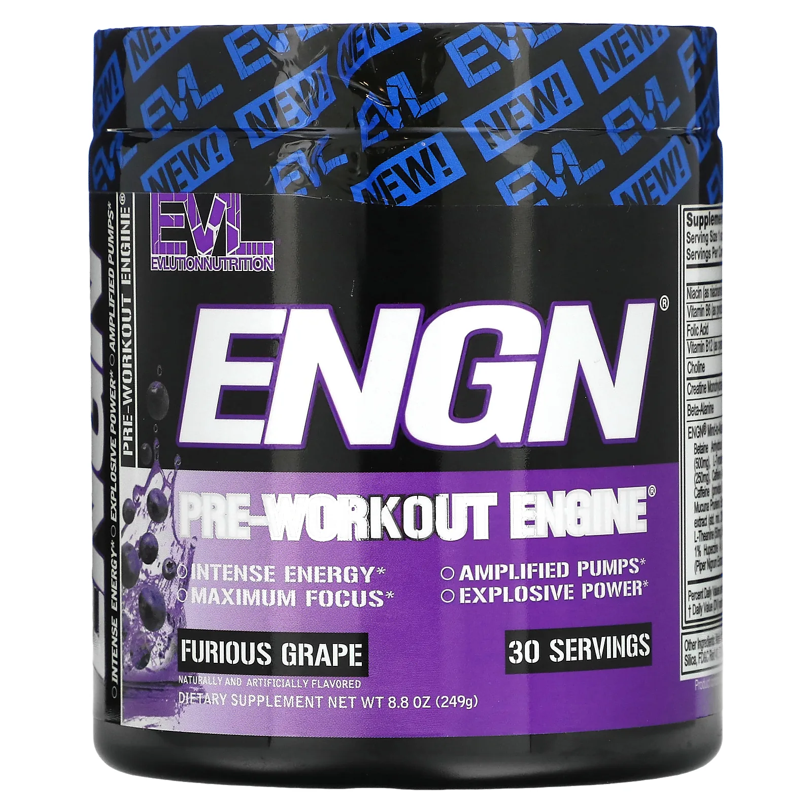 EVLution Nutrition, ENGN, Pre-Workout Enginе, виноград, 243 г (8,6 унции)