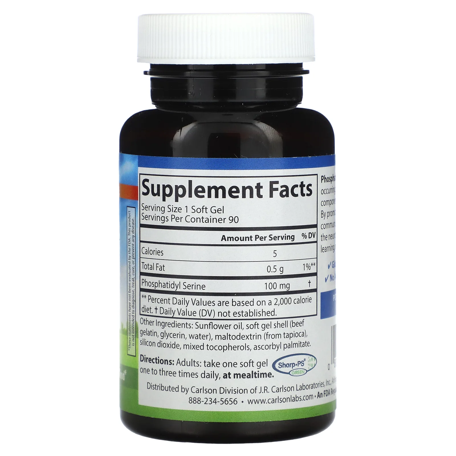 Carlson, Фосфатидилсерин, 100 мг, 90 мягких таблеток