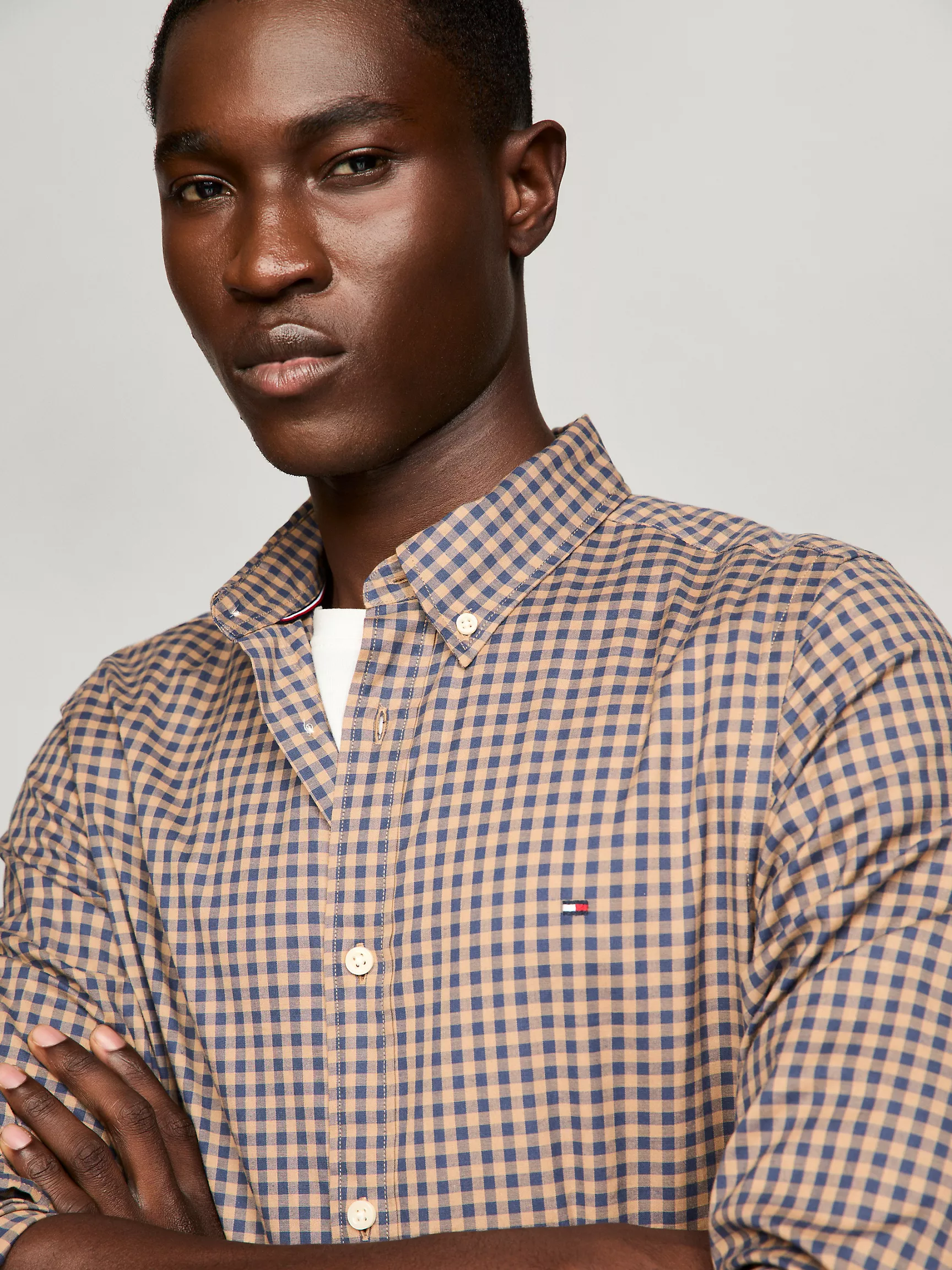 Мужская рубашка Tommy Hilfiger, Приталенная рубашка из поплина в клетку гингем