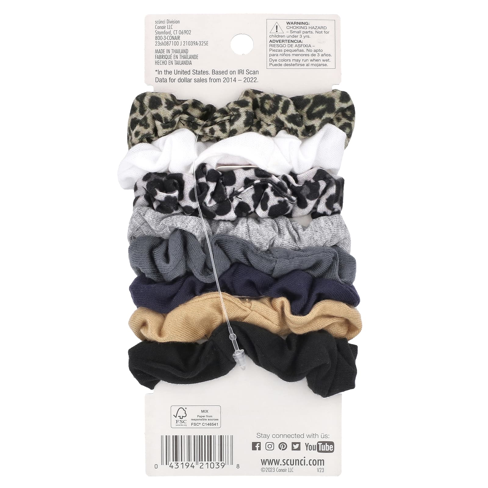 Scunci, Мини-резинки для волос No Damage, Mini Scrunchies, разные цвета (деним), 8 штук
