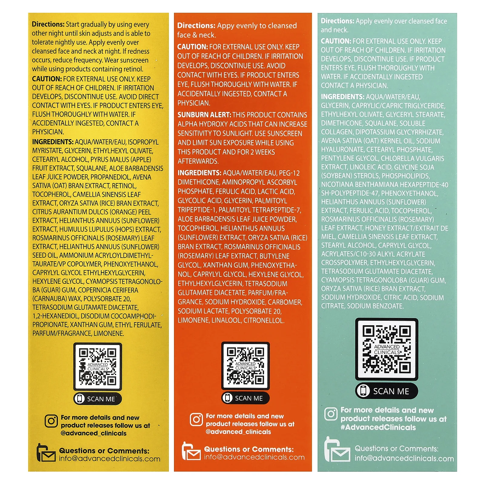 Advanced Clinicals, активная сыворотка-трио, набор из 3 предметов