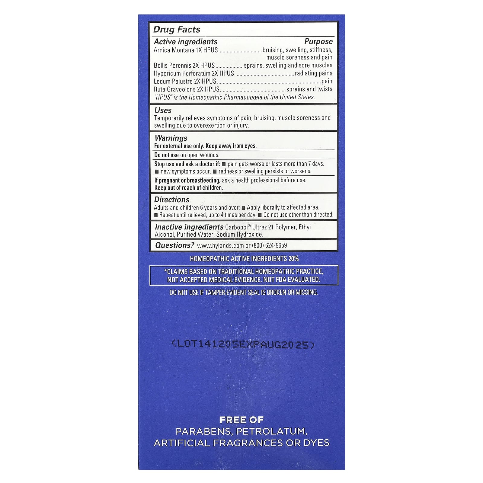 Hyland's Naturals, Muscle Therapy с арникой, обезболивающий гель, 70,9 г (2,5 унции)