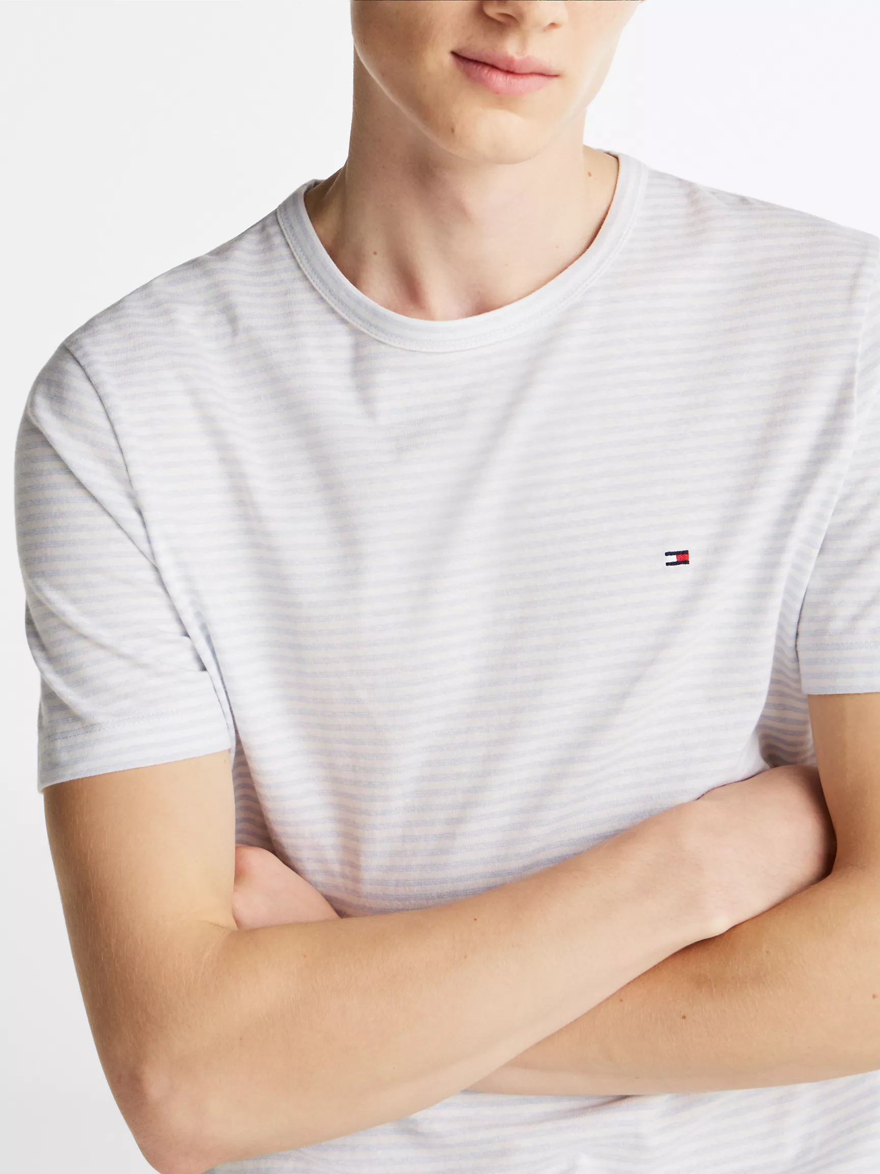 Мужская футболка Tommy Hilfiger, Полосатая хлопково-льняная футболка