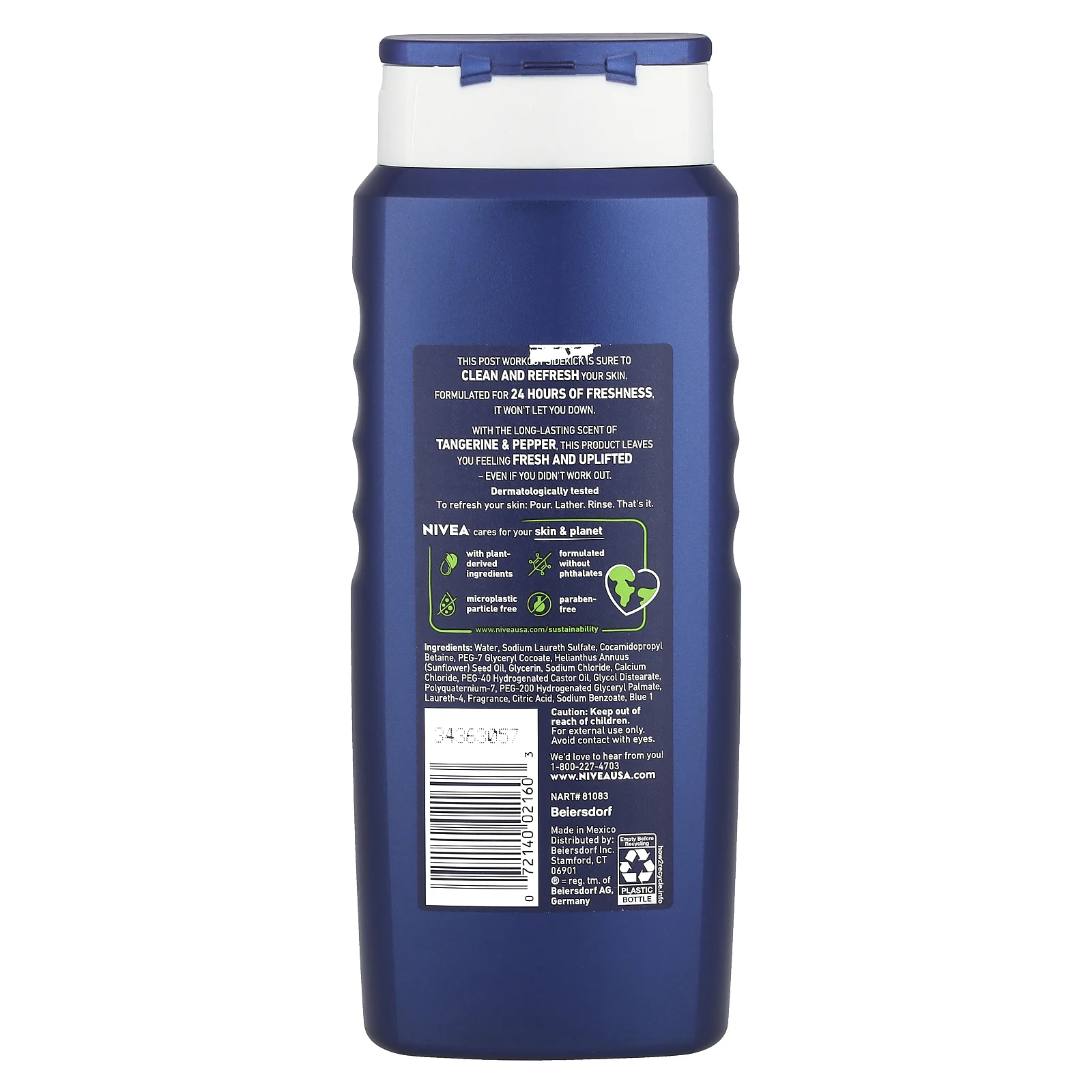 Nivea, Men, гель для душа, спортивная серия, мандарин и перец, 500 мл (16,9 жидк. унции)