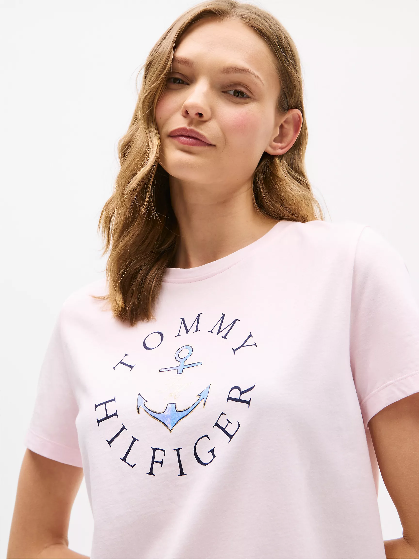 Женская футболка Tommy Hilfiger, Футболка с логотипом Tommy и якорем