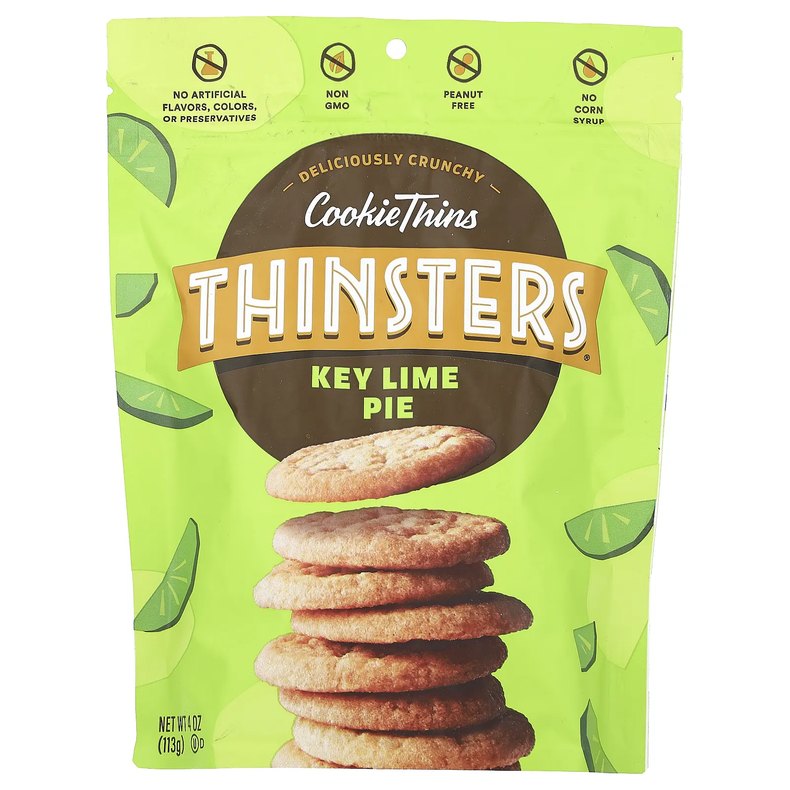 Thinsters, CookieThins, пирог с лаймом, 113 г (4 унции)