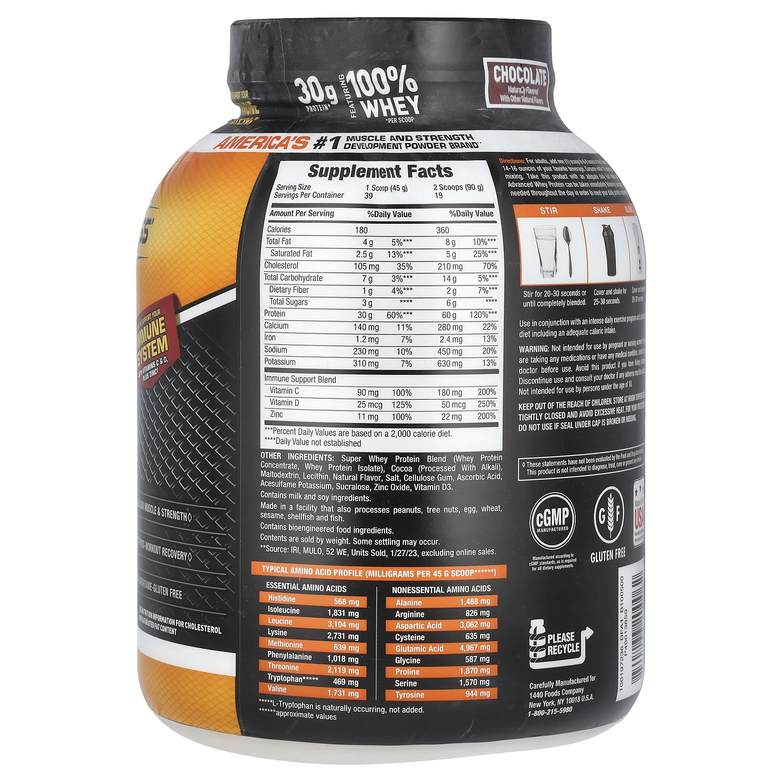 Body Fortress, Super Advanced Whey Protein, улучшенный сывороточный протеин, со вкусом шоколада, 1769 г (3,9 фунта)