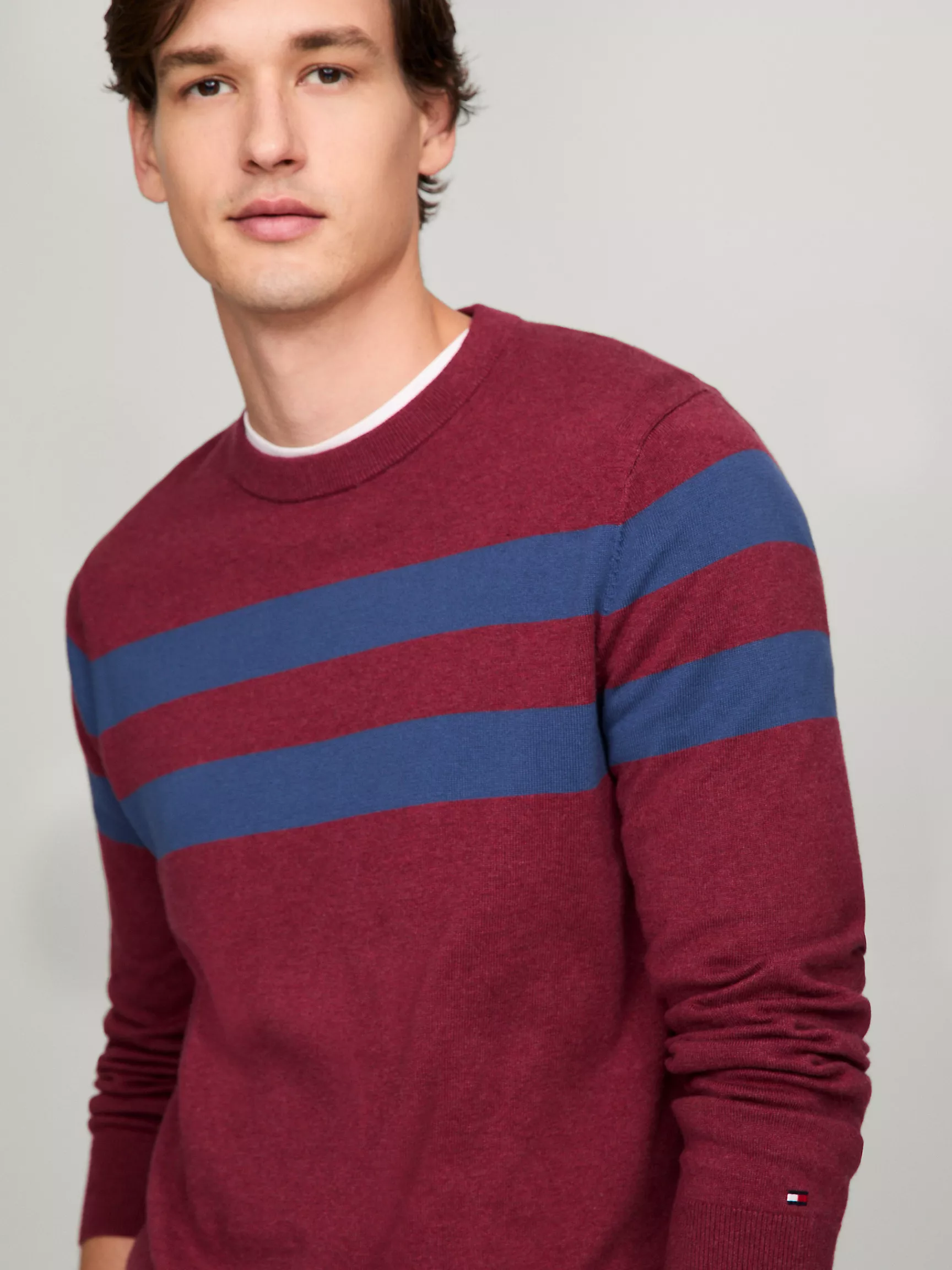 Мужской свитер Tommy Hilfiger, Свитер с двойной полоской и круглым вырезом
