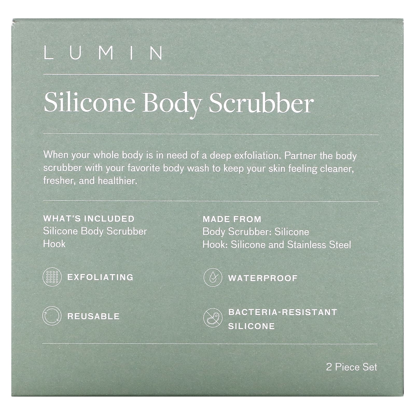 Lumin, Силиконовый скраббер для тела, набор из 2 предметов