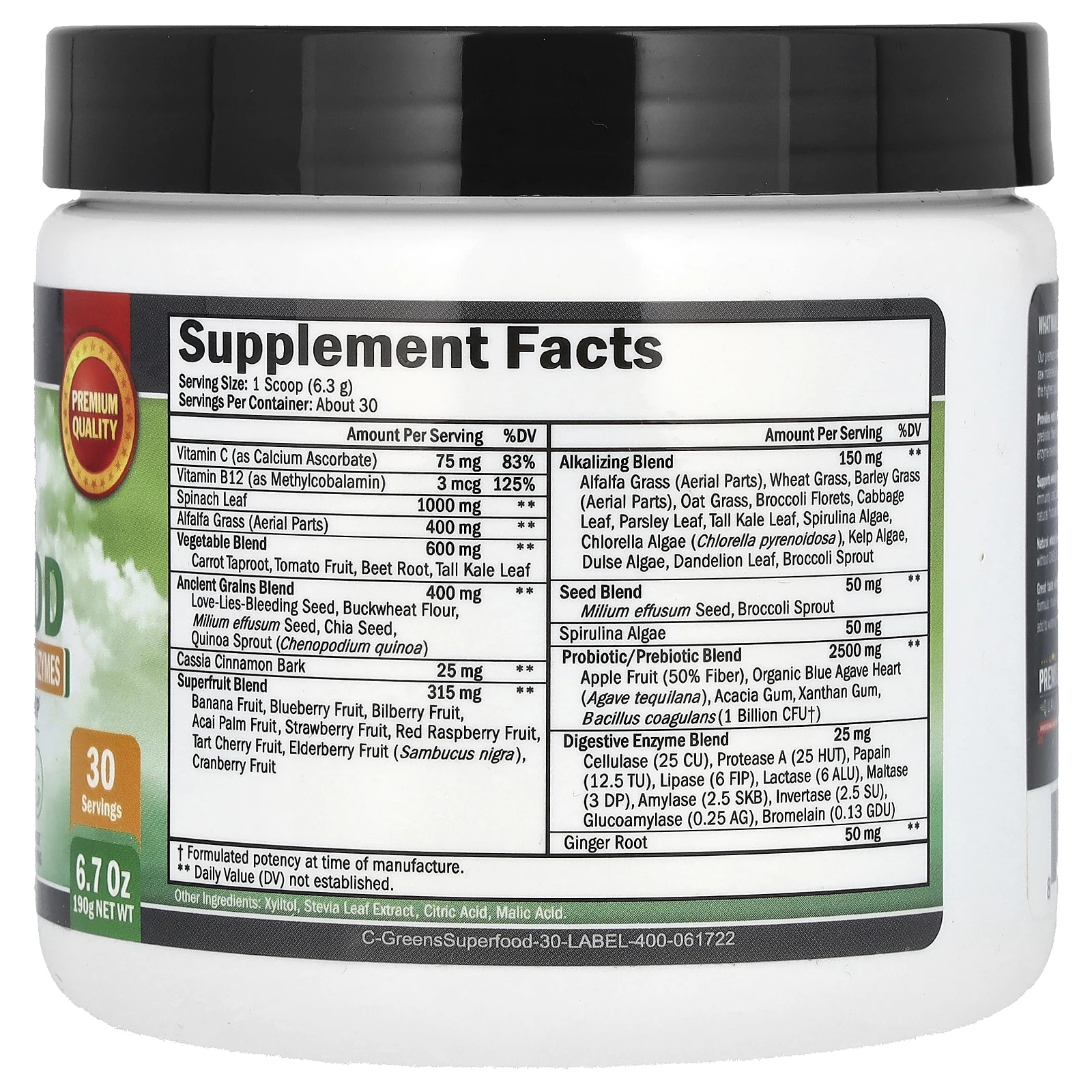 BioSchwartz, Greens Superfood, 190 г (6,7 унции)