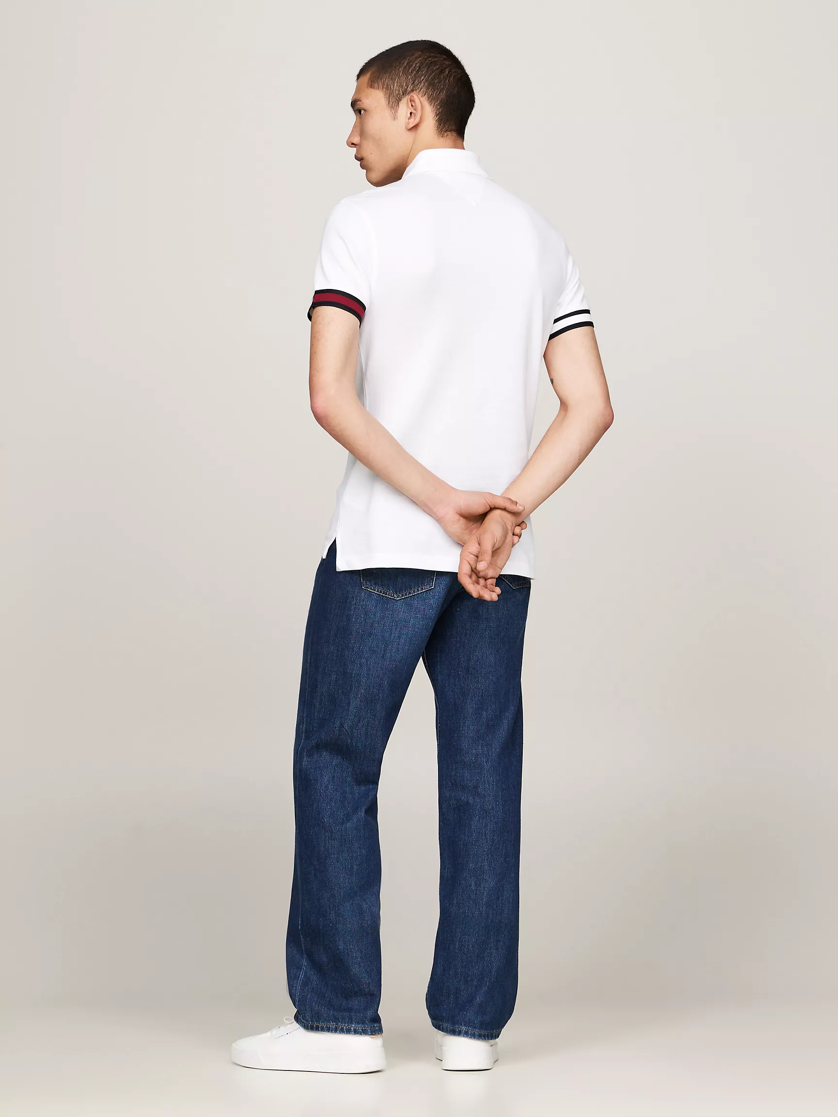 Мужское поло Tommy Hilfiger, Приталенное поло с логотипом флага на манжетах