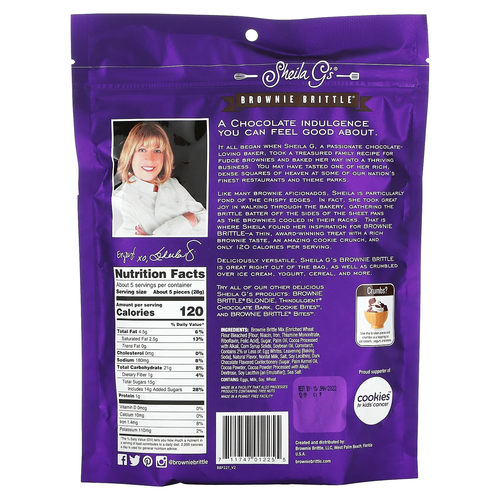 Sheila G's, Brownie Brittle, брауни, с темным шоколадом и морской солью, 142 г (5 унций)