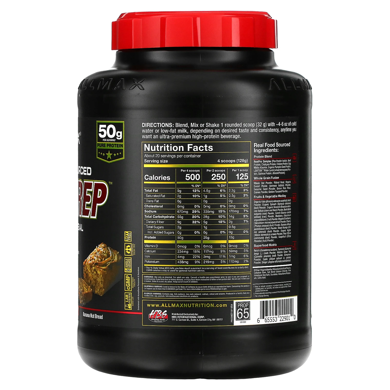 ALLMAX, Real Food Sourced Meal Prep, универсальное блюдо, банановый и ореховый хлеб, 2,54 кг (5,6 фунта)