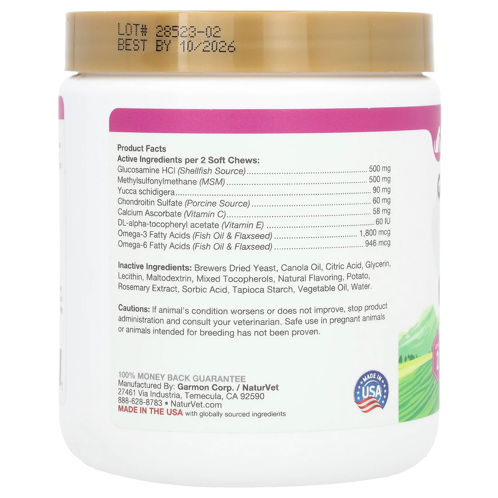 NaturVet, Glucosamine DS Plus, с хондроитином и МСМ, для собак и кошек, уровень 2, 120 мягких жевательных таблеток, 288 г (10,1 унции)