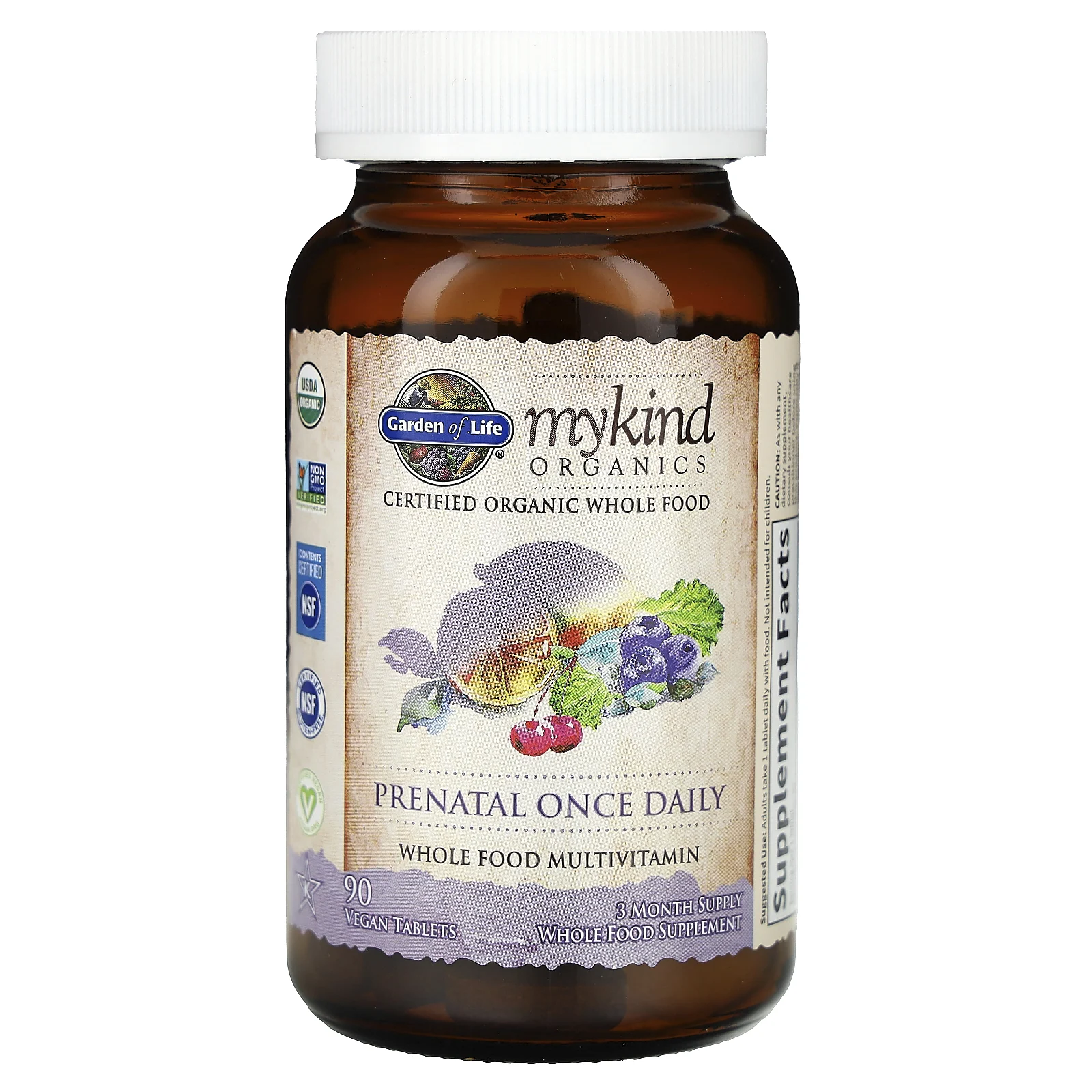 Garden of Life, MyKind Organics, пренатальные мультивитамины, одна таблетка в день, 90 веганских таблеток