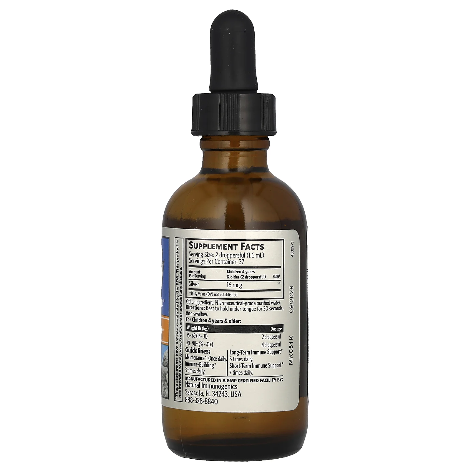 Sovereign Silver, Bio-Active Silver Hydrosol, поддержка иммунитета, для детей от 4 лет, 10 част./млн, 59 мл (2 жидк. унции)