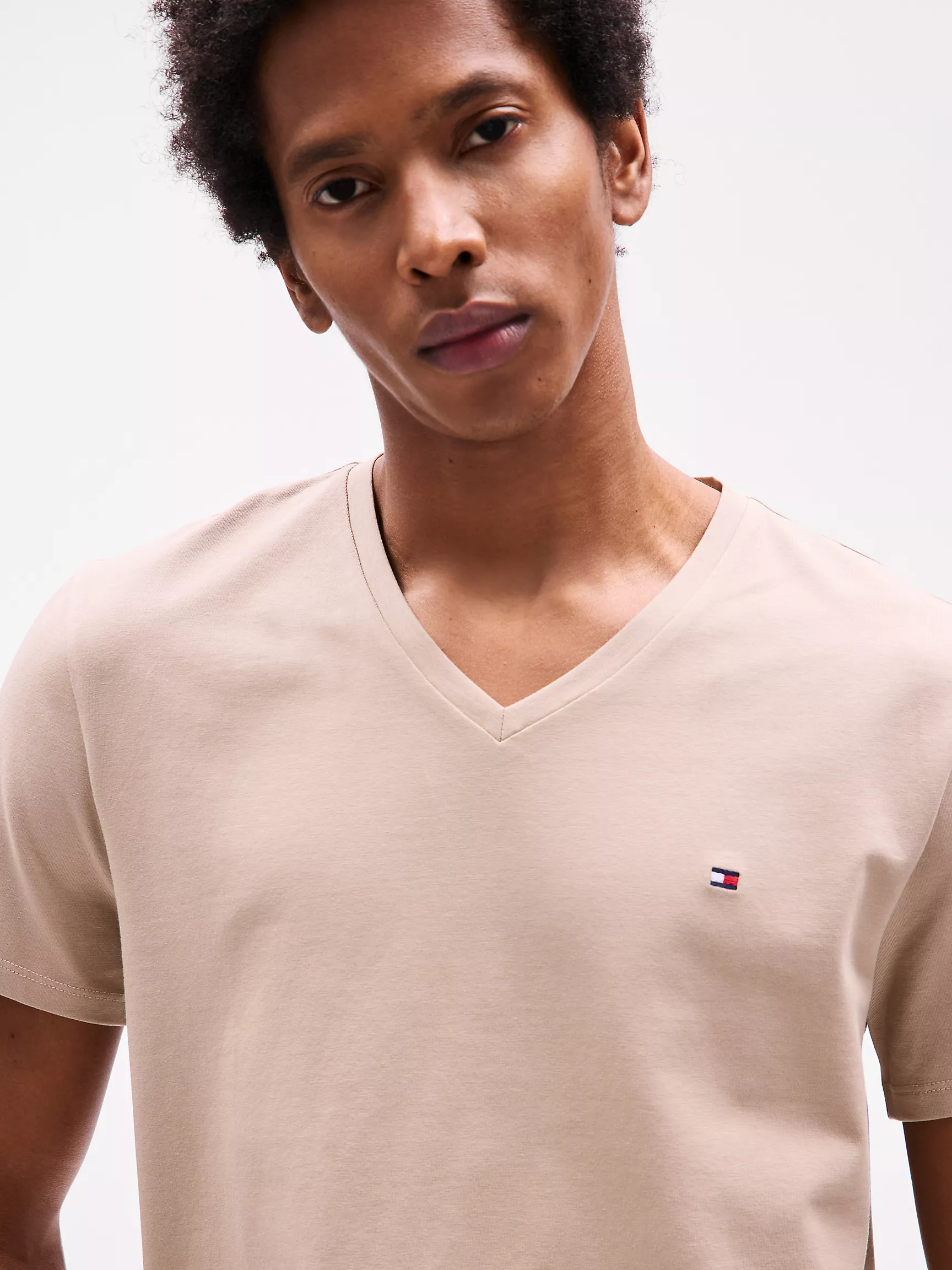 Мужская футболка Tommy Hilfiger, Приталенная футболка с V-образным вырезом