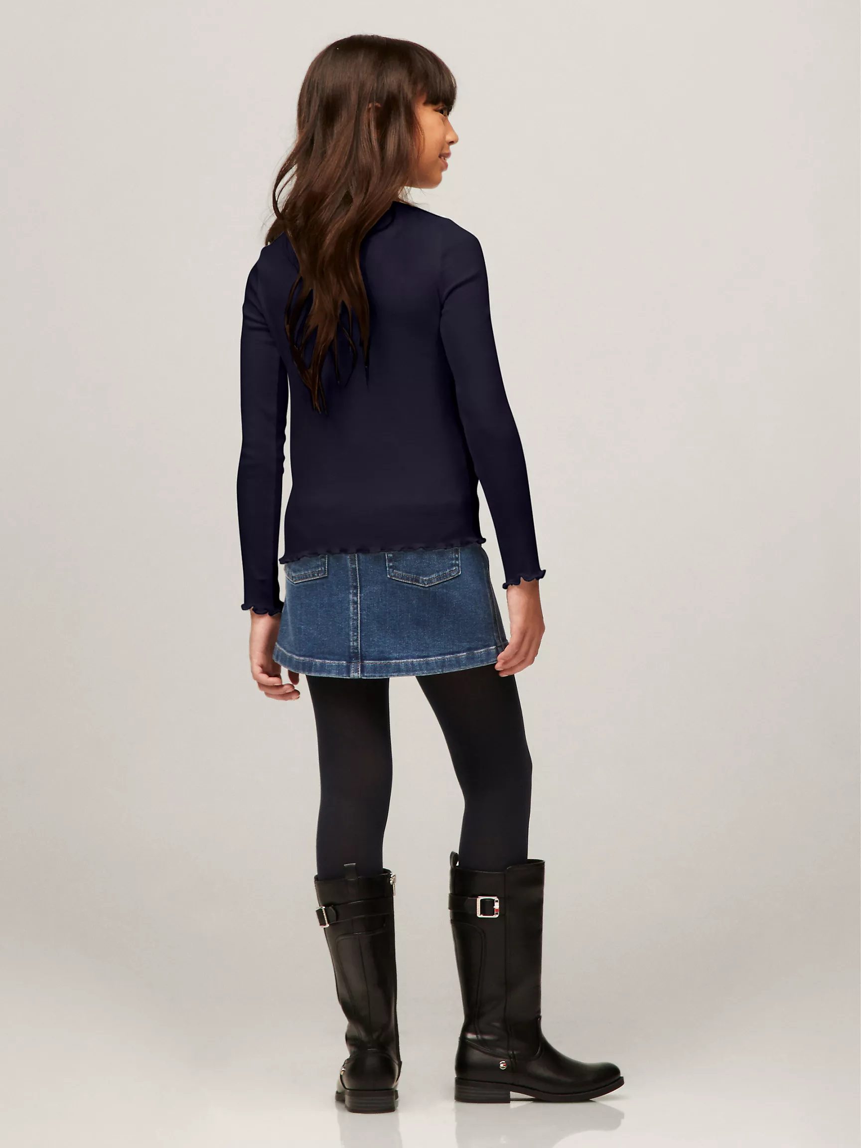 Топ для девочек Tommy Hilfiger, Детская футболка с длинным рукавом в рубчик