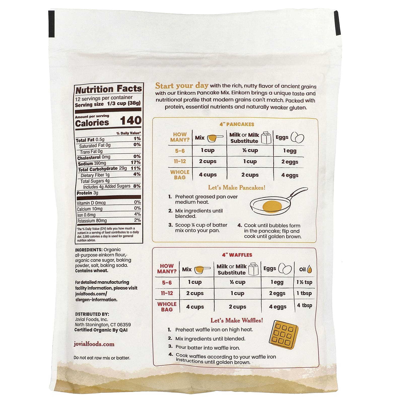 Jovial, смесь для приготовления блинов и вафель, 454 г (16 унций)