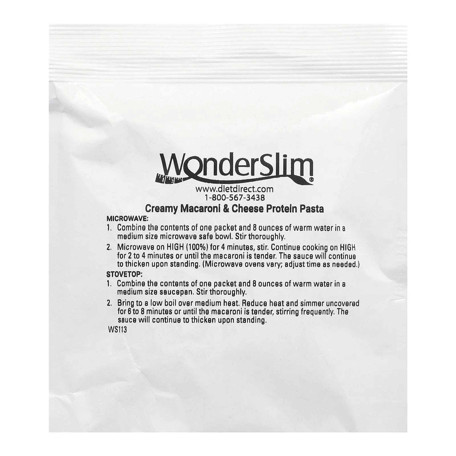 WonderSlim, протеиновая паста, макароны с кремом и сыром, 5 пакетиков по 60 г