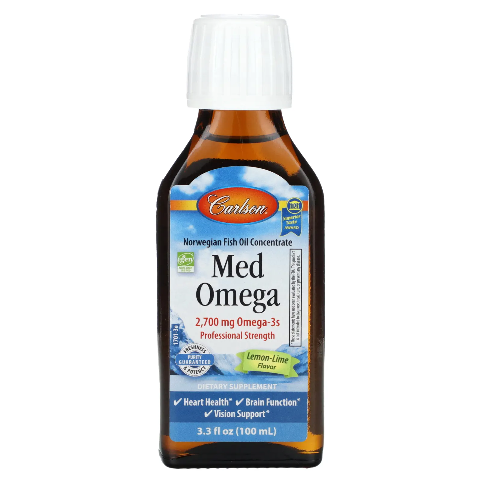 Carlson, Med Omega, вкус лимона и лайма, 2 700 мг, 3,3 ж. унц.(100 мл)