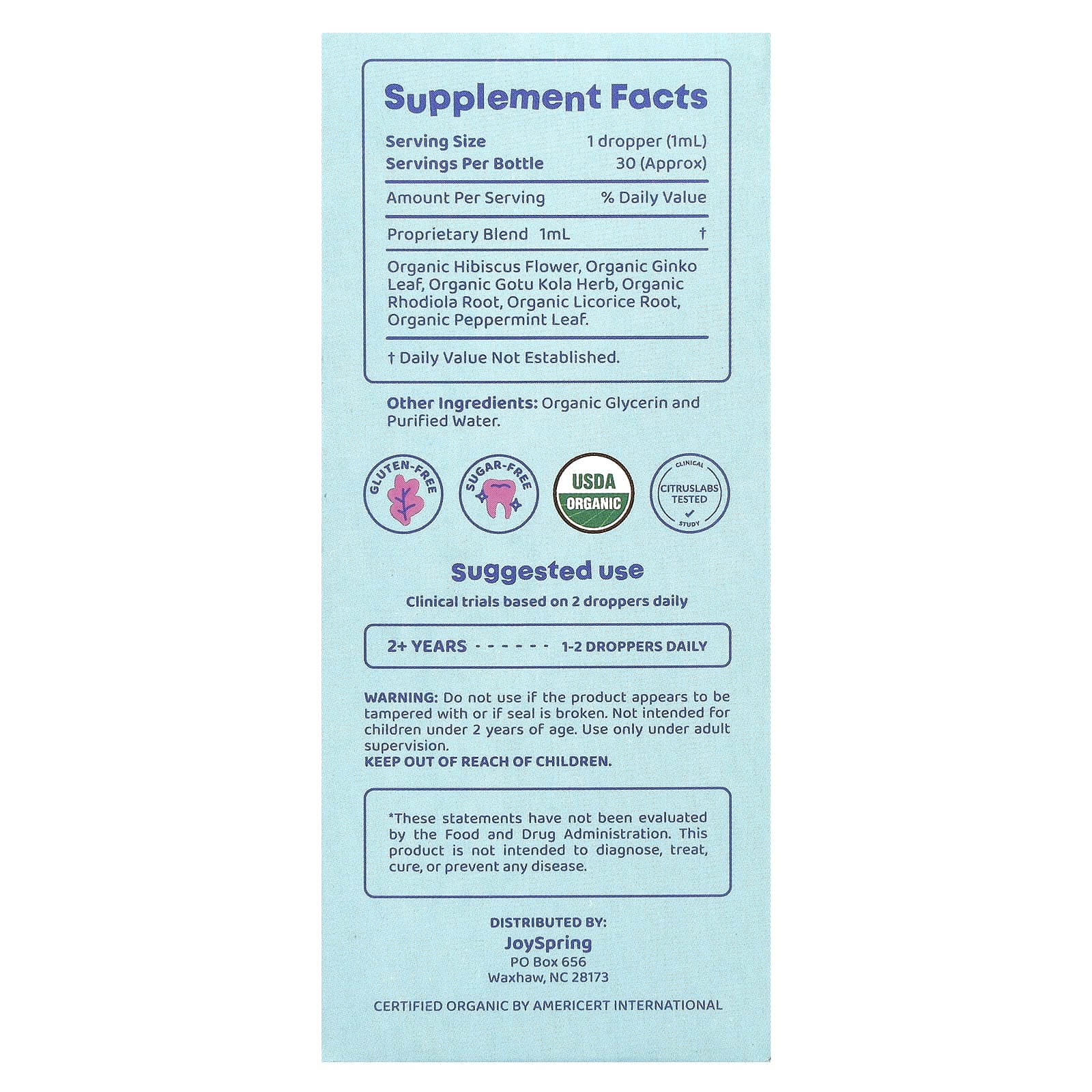 JoySpring, Kids Genius Drops, средство для улучшения сосредоточенности и внимательности, 30 мл (1 жидк. унция)