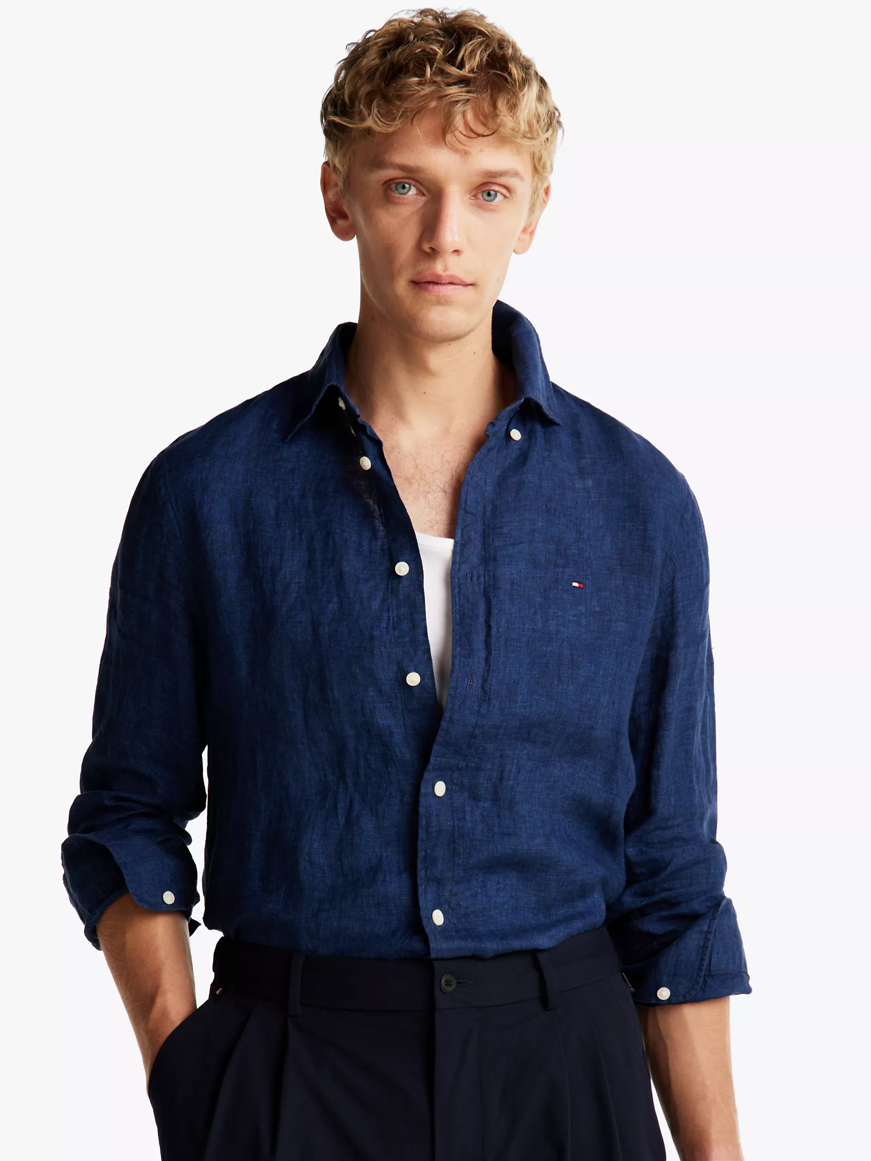 Мужская рубашка Tommy Hilfiger, Стандартная рубашка из окрашенного льна
