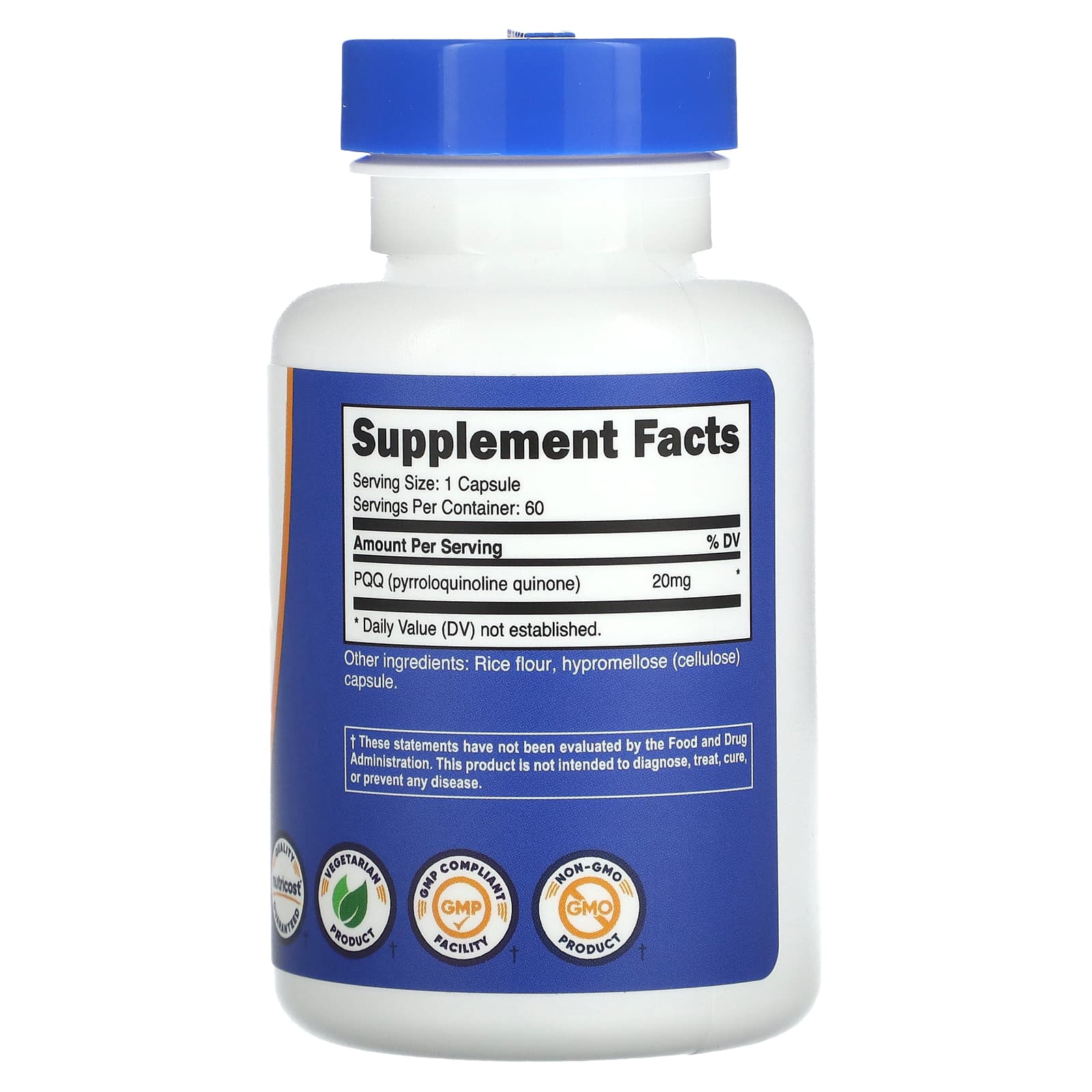 Nutricost, пирролохинолинхинон, 20 мг, 60 капсул