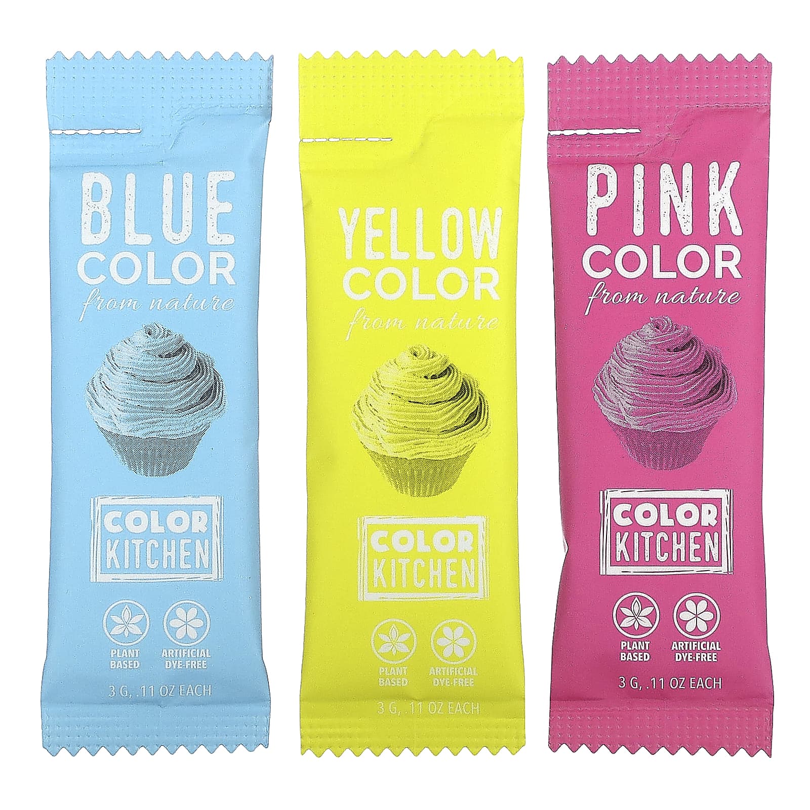 ColorKitchen, натуральные пищевые красители, 3 пакетика с разными цветами по 3 г (0,11 унции)
