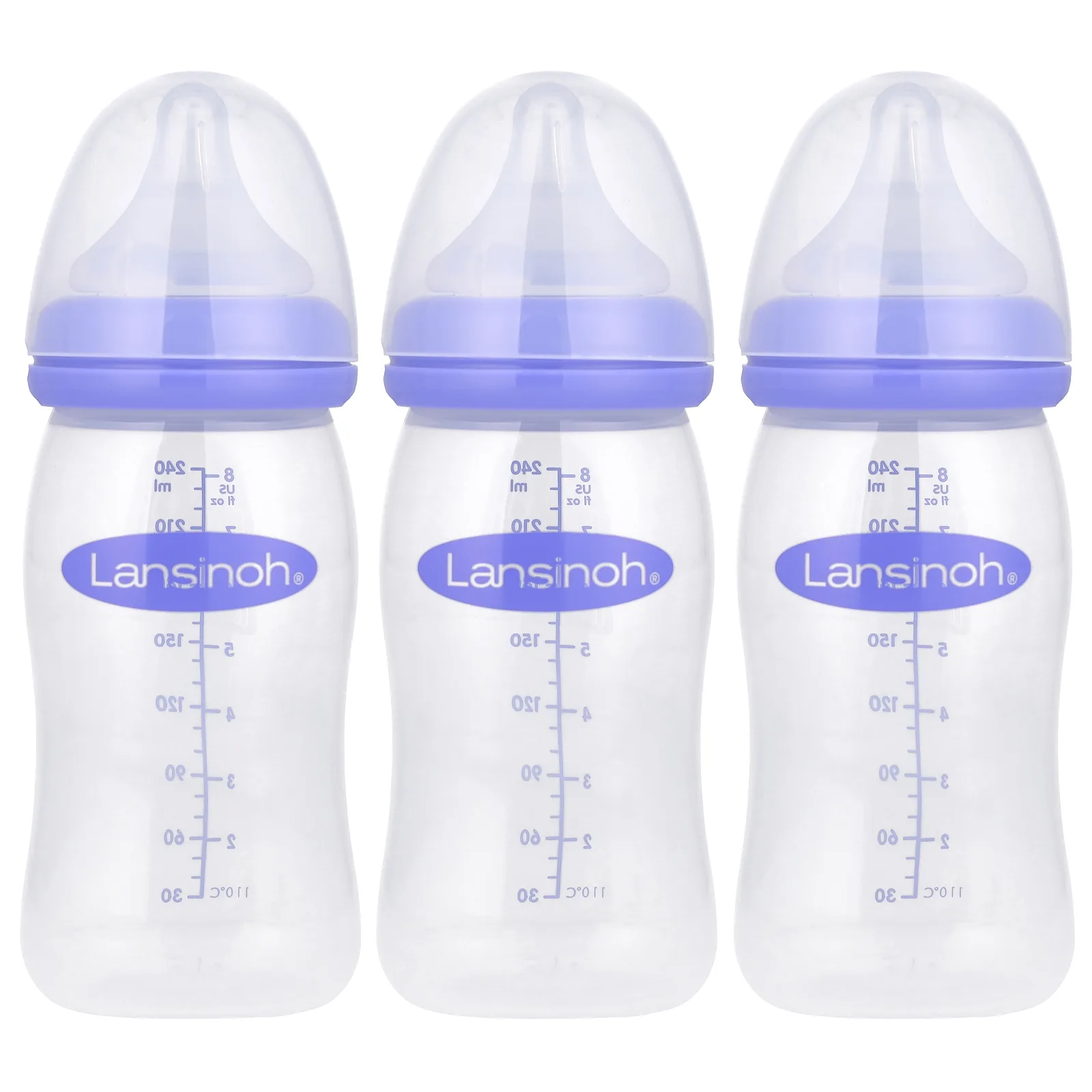 Lansinoh, NaturalWave, бутылочки для кормления грудным молоком с соской, средний поток, 3 бутылочки по 240 мл (8 унций)