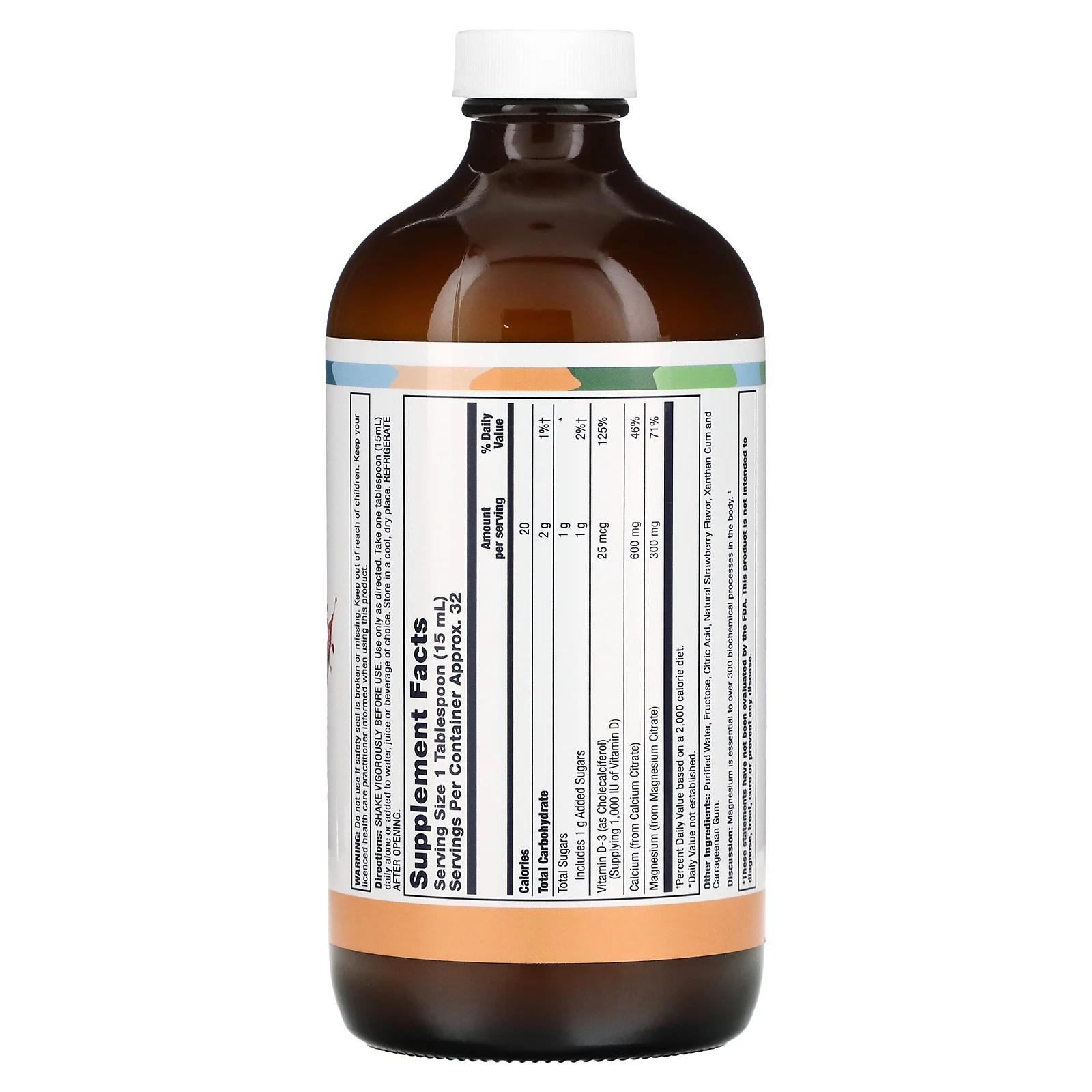 LifeTime Vitamins, Bone Support, цитрат кальция и магния с витамином D3, клубника, 473 мл (16 жидк. Унций)