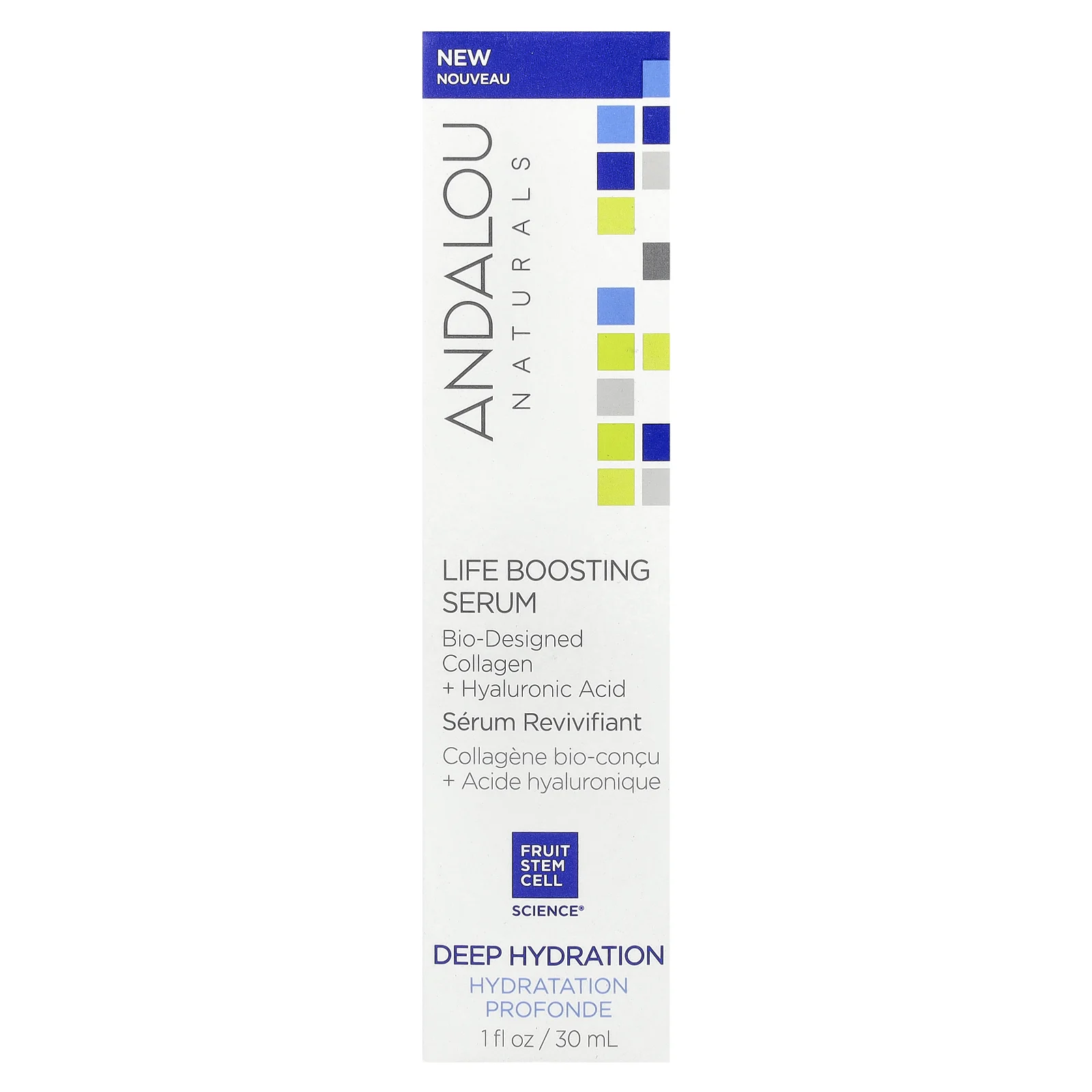 Andalou Naturals, Life Boosting Serum, коллаген с биологическим дизайном и гиалуроновая кислота, 1 жидкая унция (30 мл)