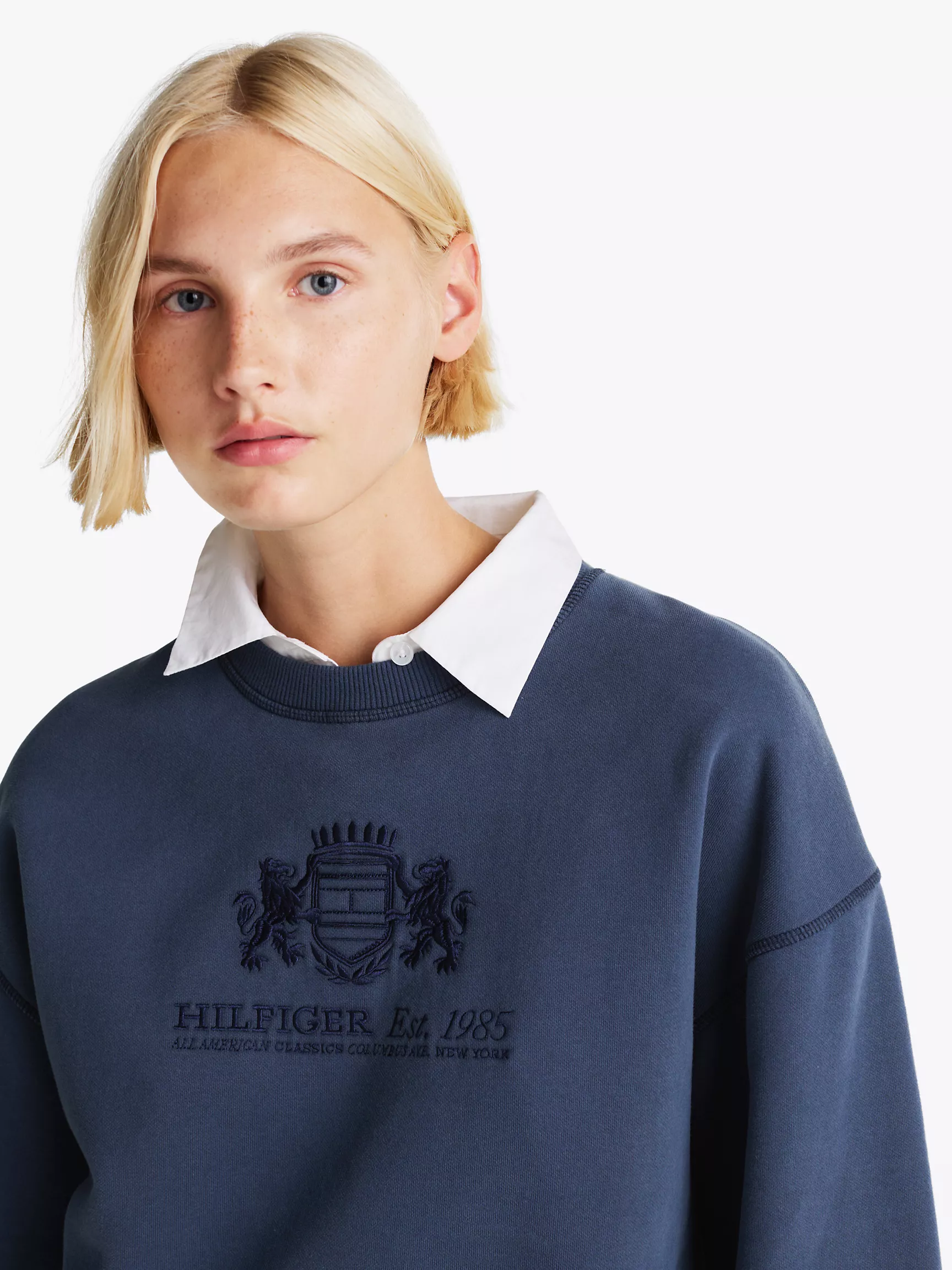 Женская толстовка Tommy Hilfiger, Свитшот с вышитым гербом и широкими рукавами
