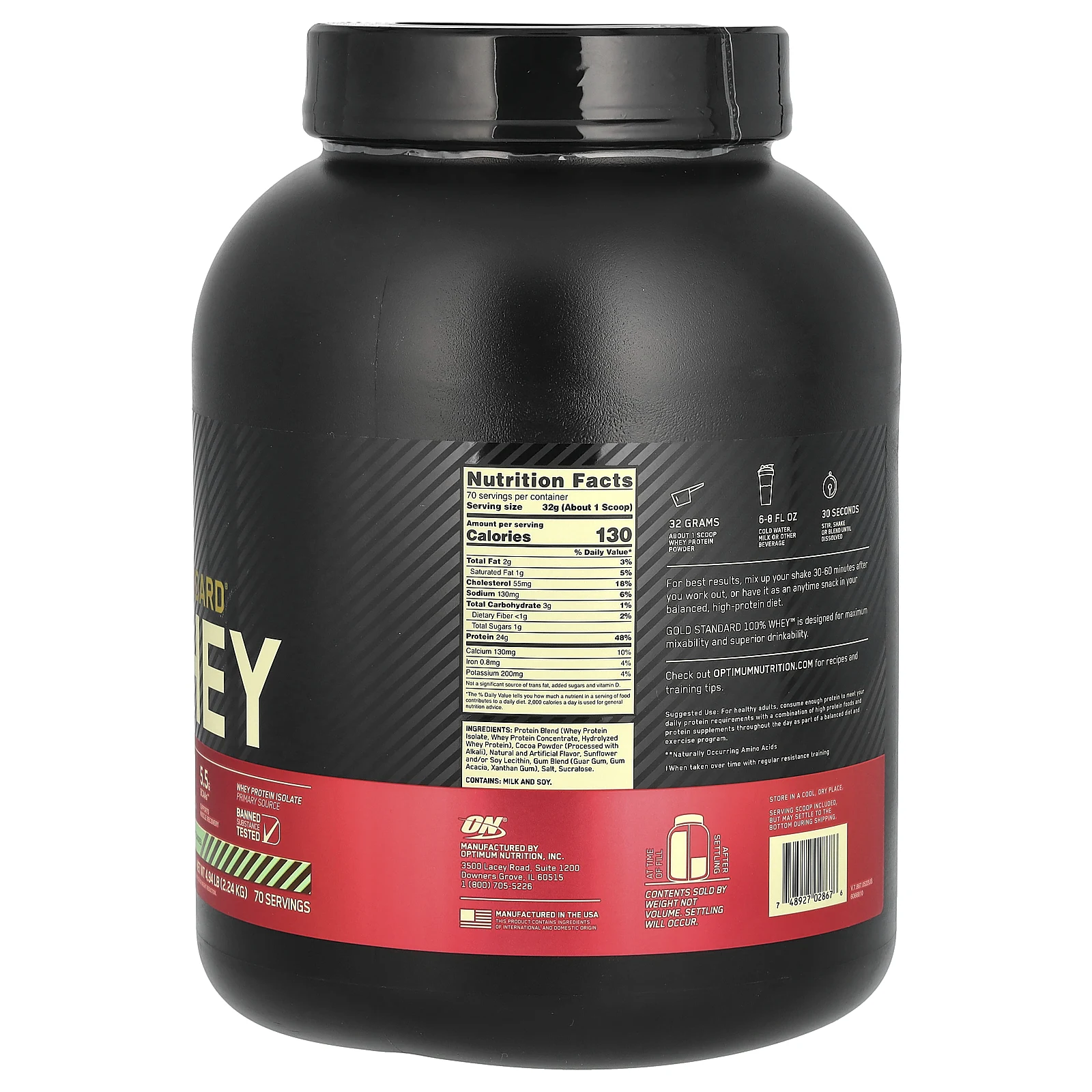 Optimum Nutrition, Gold Standard 100% Whey, шоколад и мята, 2,24 кг (4,94 фунта)