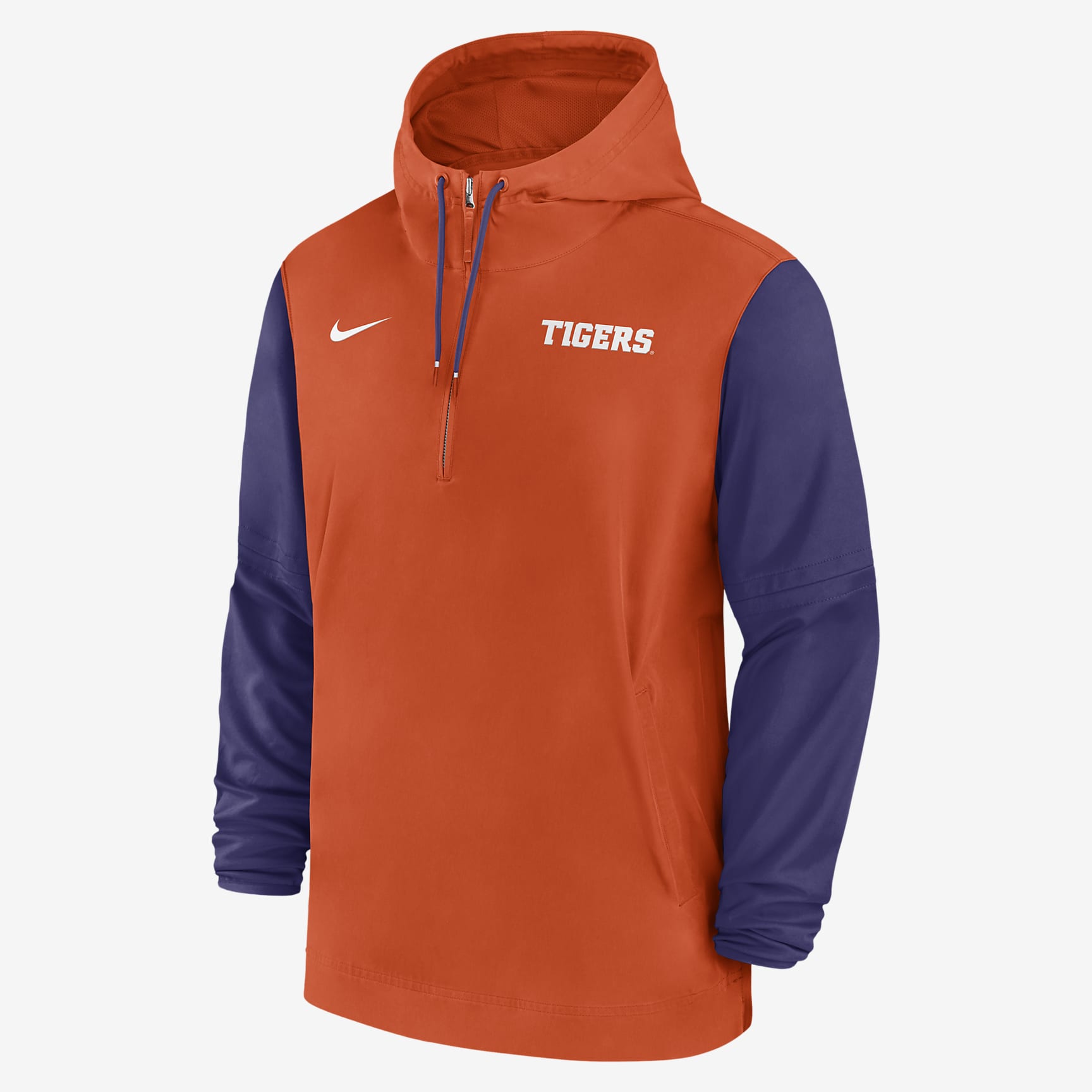 Clemson Tigers Sideline Pre-Game Player Men's Nike College 1/2-Zip Hooded Jacket