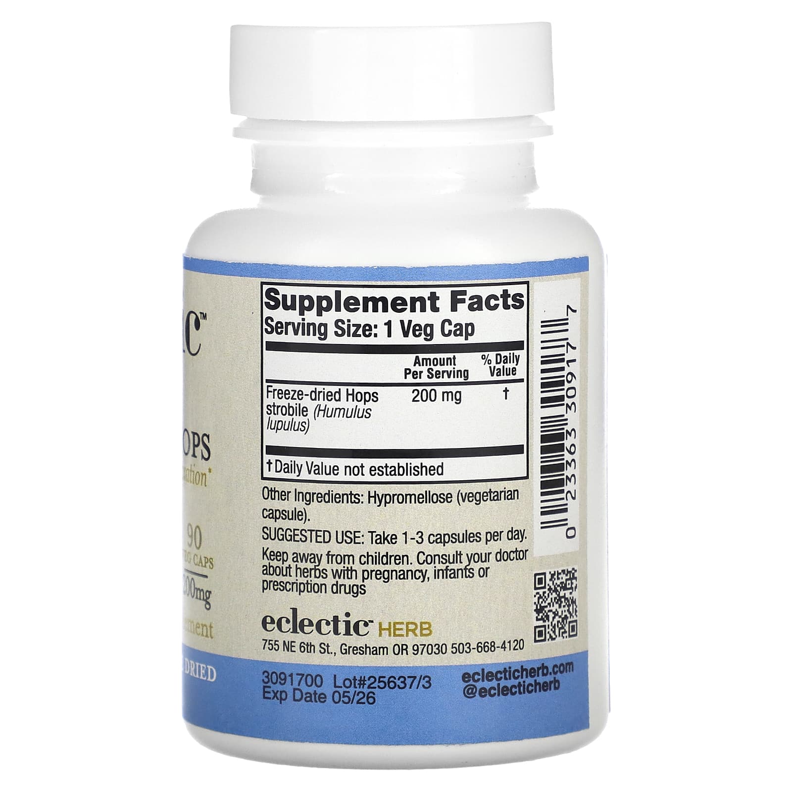 Eclectic Institute, сублимированный хмель, 200 мг, 90 веганских капсул