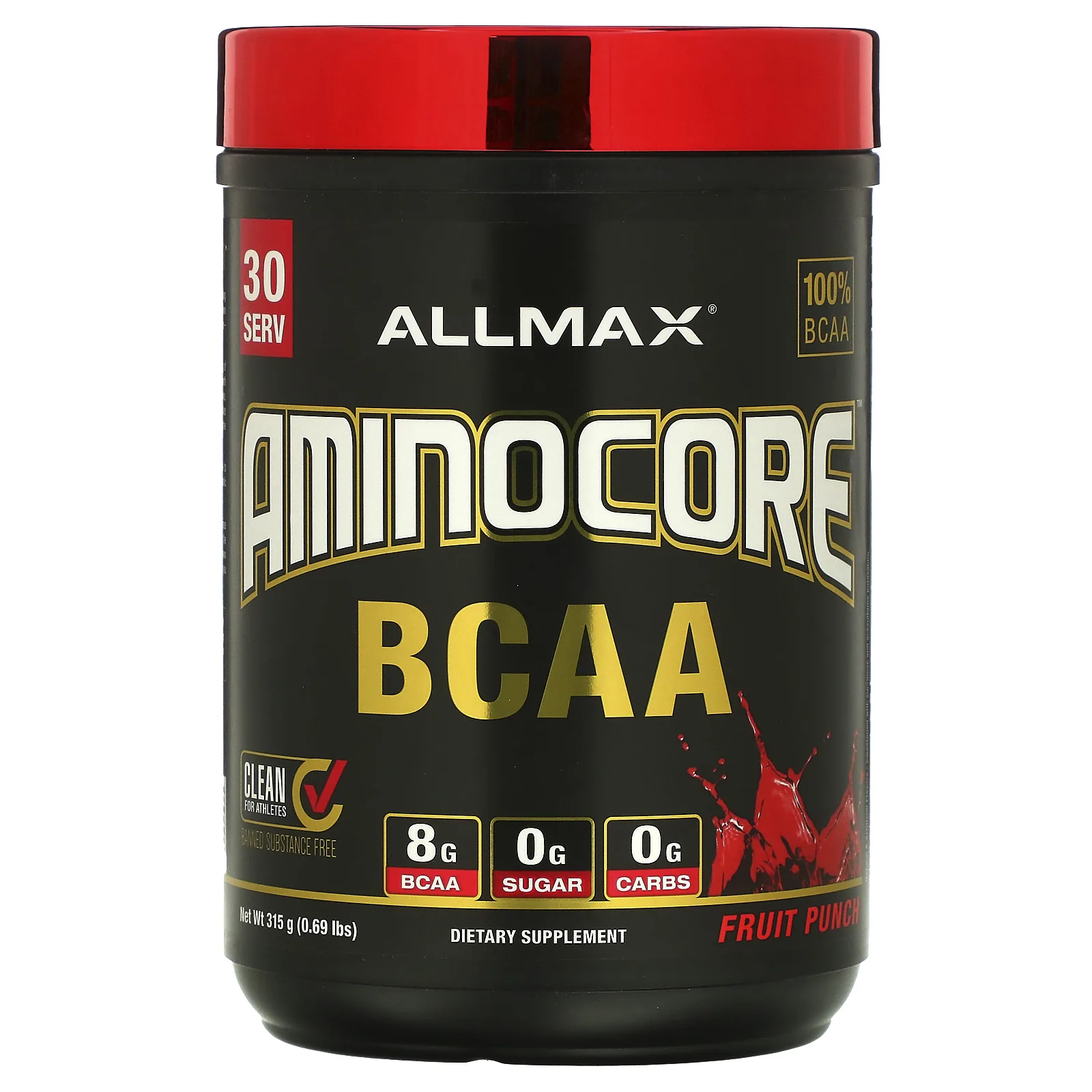 ALLMAX, AMINOCORE BCAA, смесь для роста мышц, фруктовый пунш, 315 г (0,69 фунта)