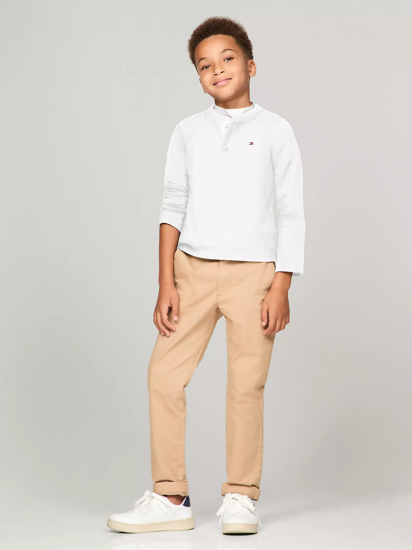 Футболка Tommy Hilfiger для мальчиков, Детская однотонная футболка Henley с длинным рукавом