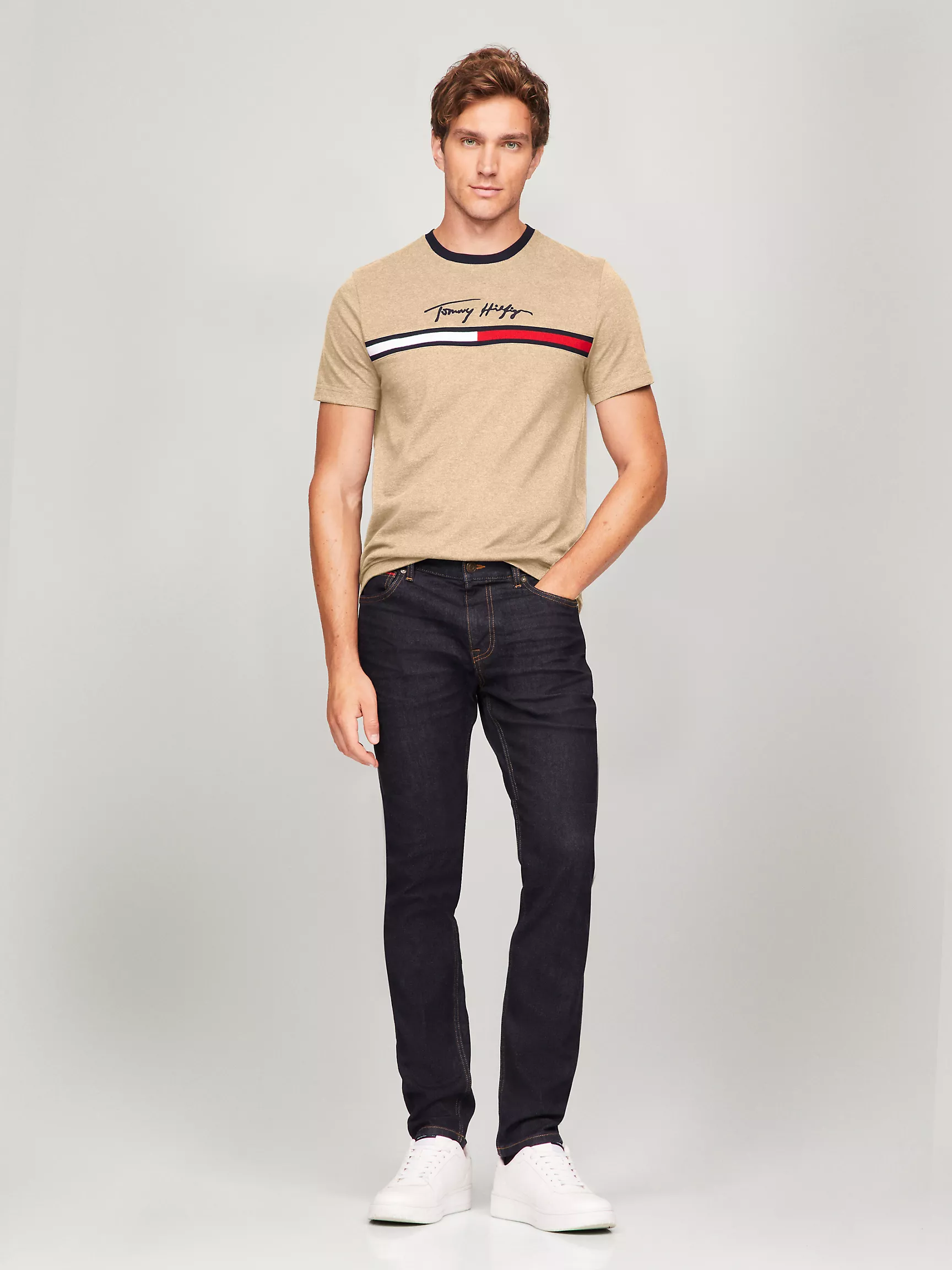 Мужская футболка Tommy Hilfiger, Футболка с фирменным флаговым логотипом Hilfiger