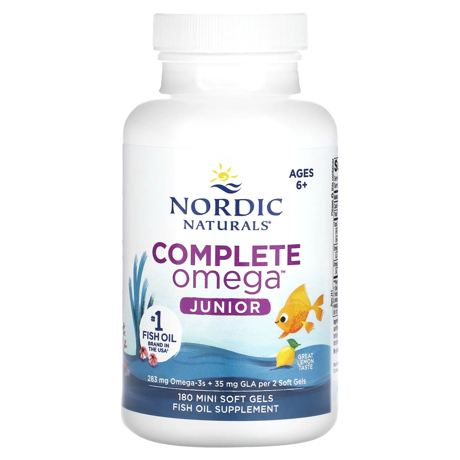 Nordic Naturals, Complete Omega Junior, для детей от 6 до 12 лет, лимон, 180 мини-капсул