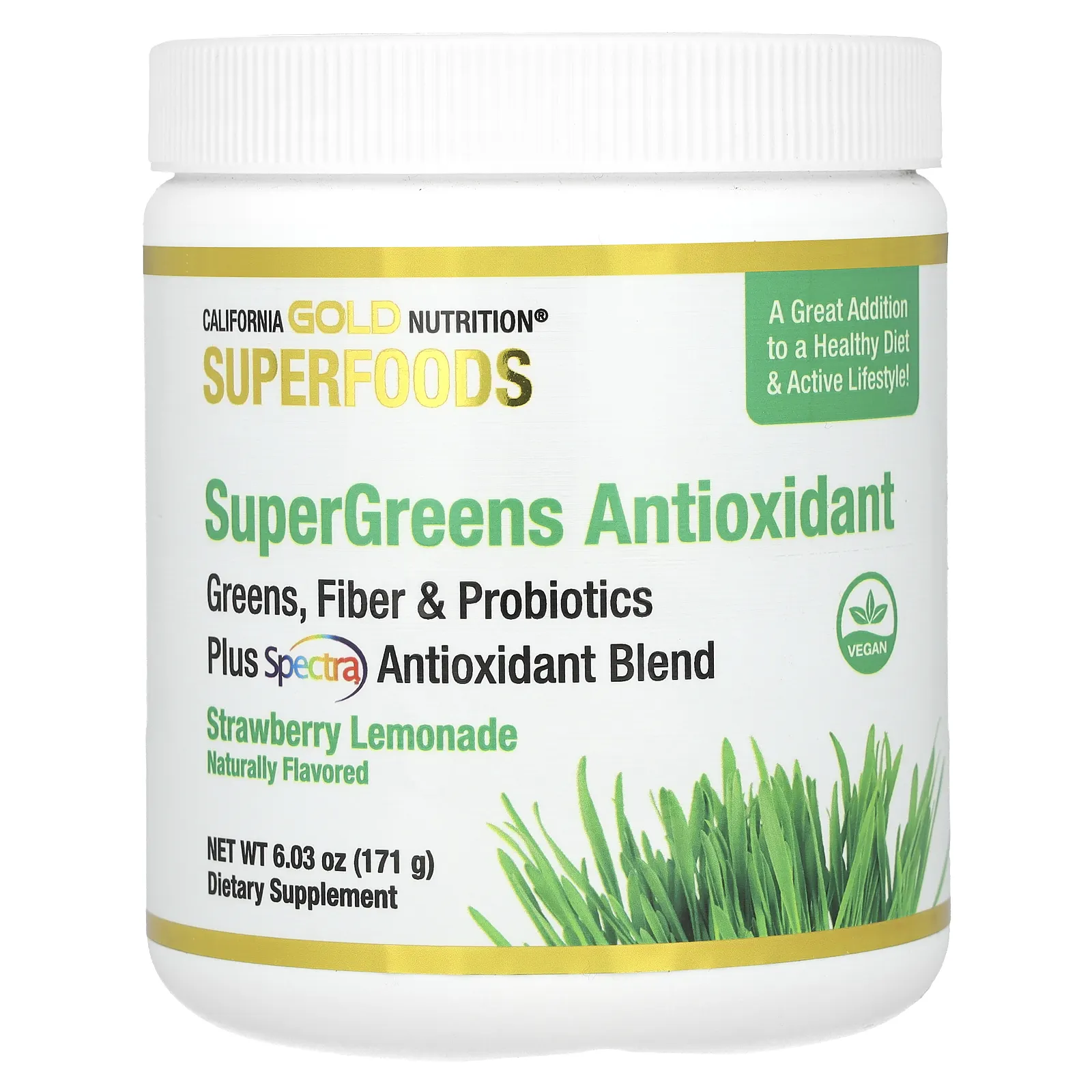California Gold Nutrition, Superfoods, антиоксидант Supergreens, клубничный лимонад, 171 г (6,03 унции)