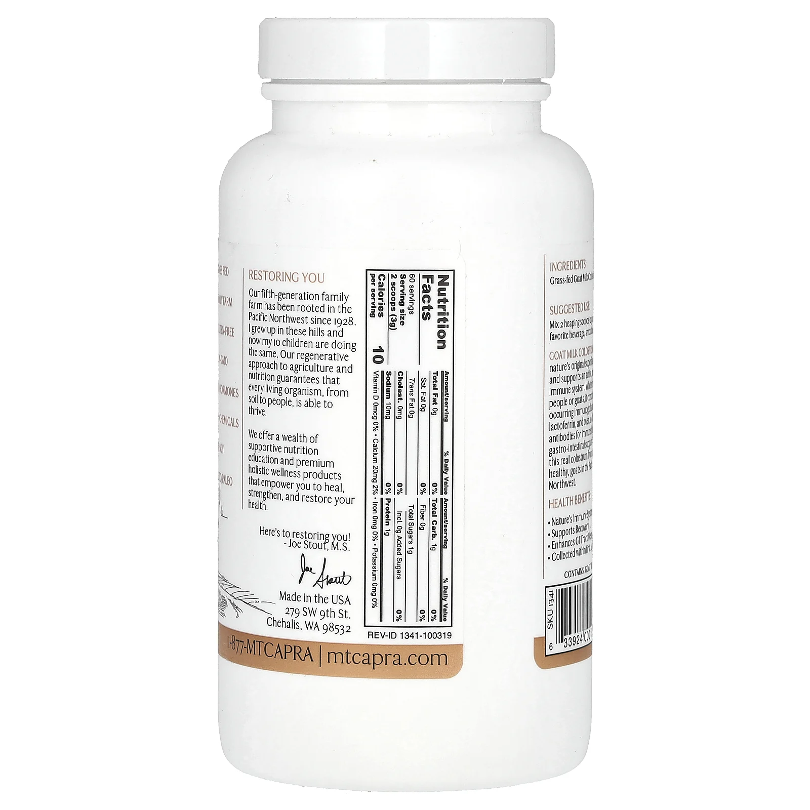 Mt. Capra, сухое молозиво из козьего молока, 174 г (6 унций)