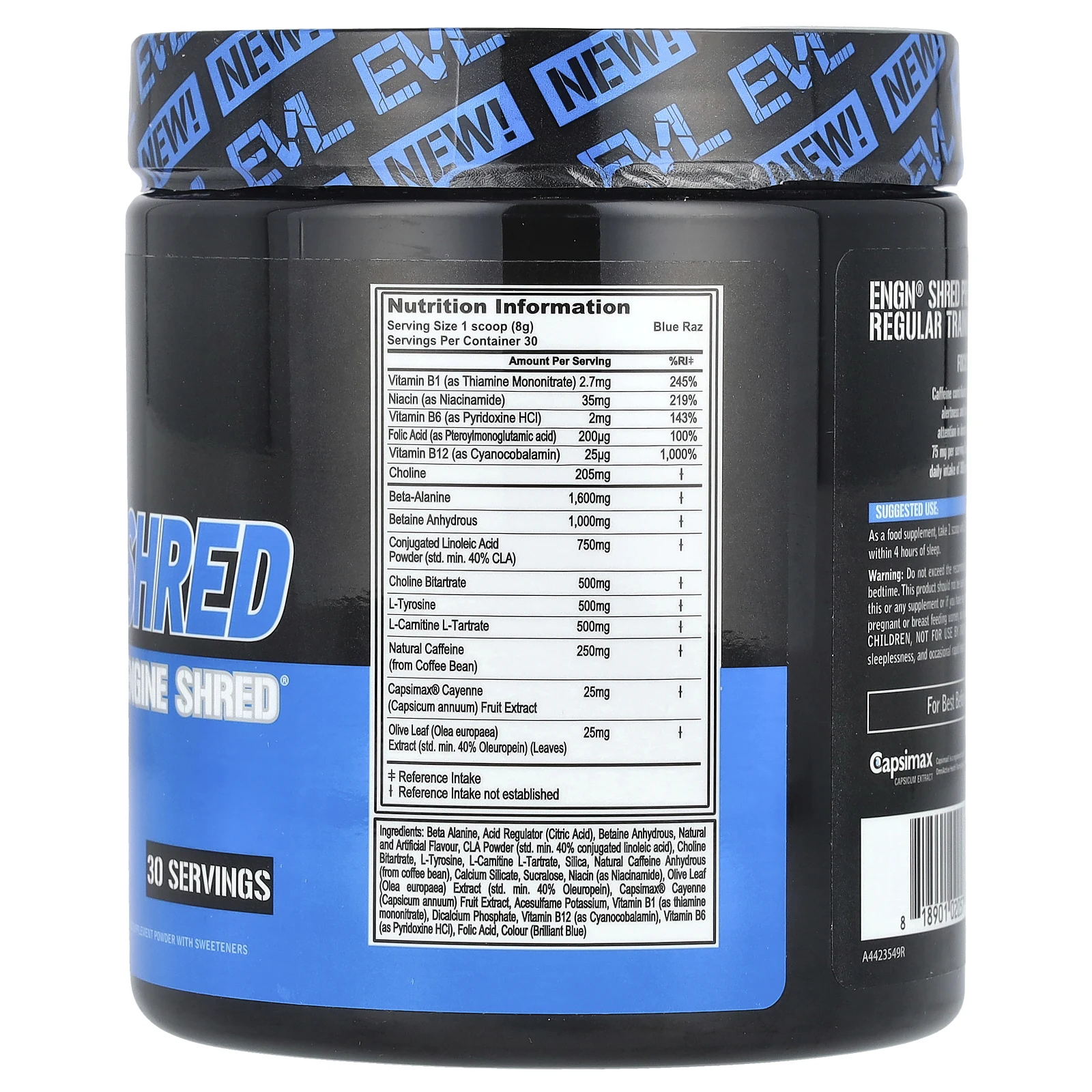 EVLution Nutrition, ENGN Shred, предтренировочный клочок, синяя ветвь, 240 г (8,5 унции)