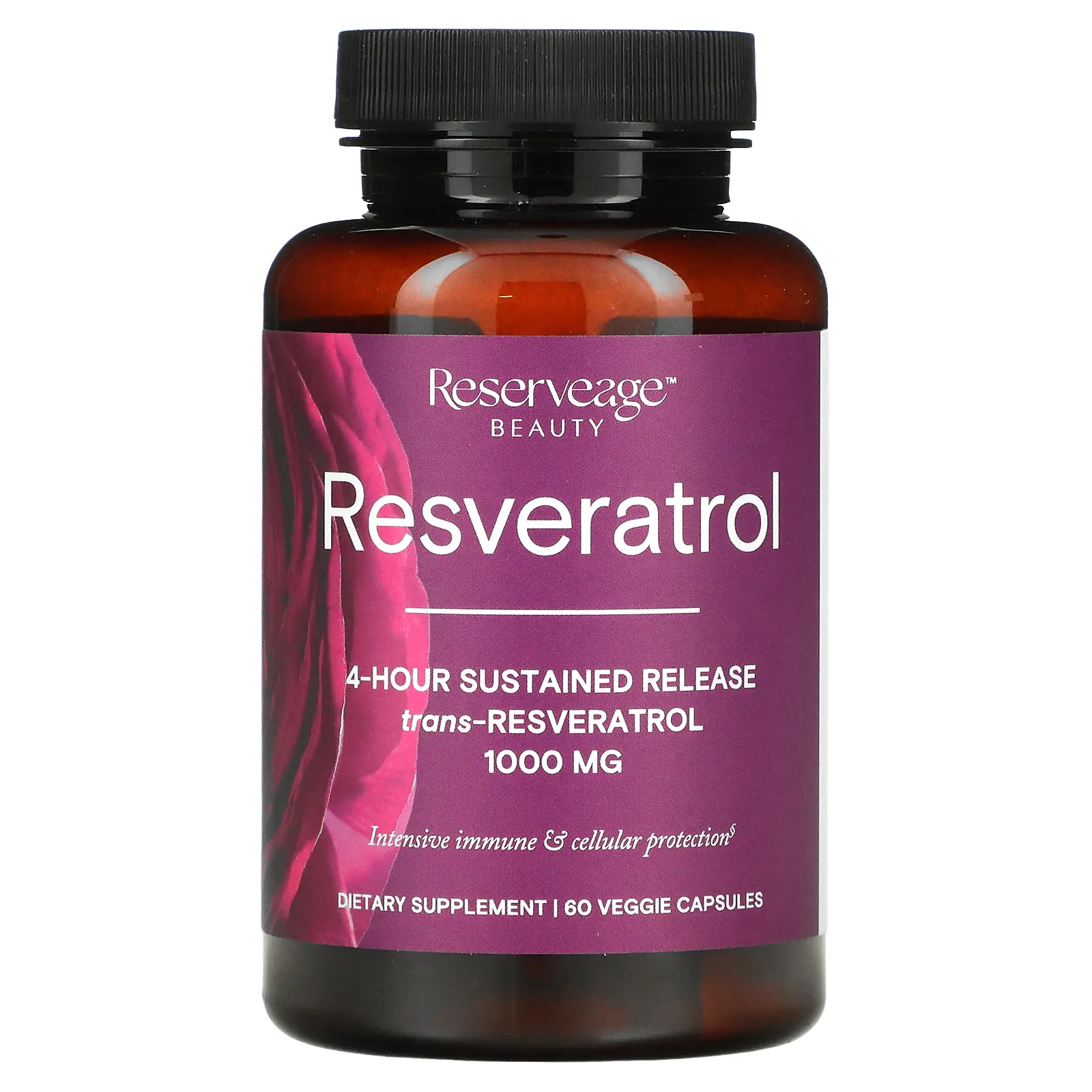 Reserveage Beauty, ресвератрол, транс-ресвератрол, 1000 мг, 60 растительных капсул (500 мг в 1 капсуле)